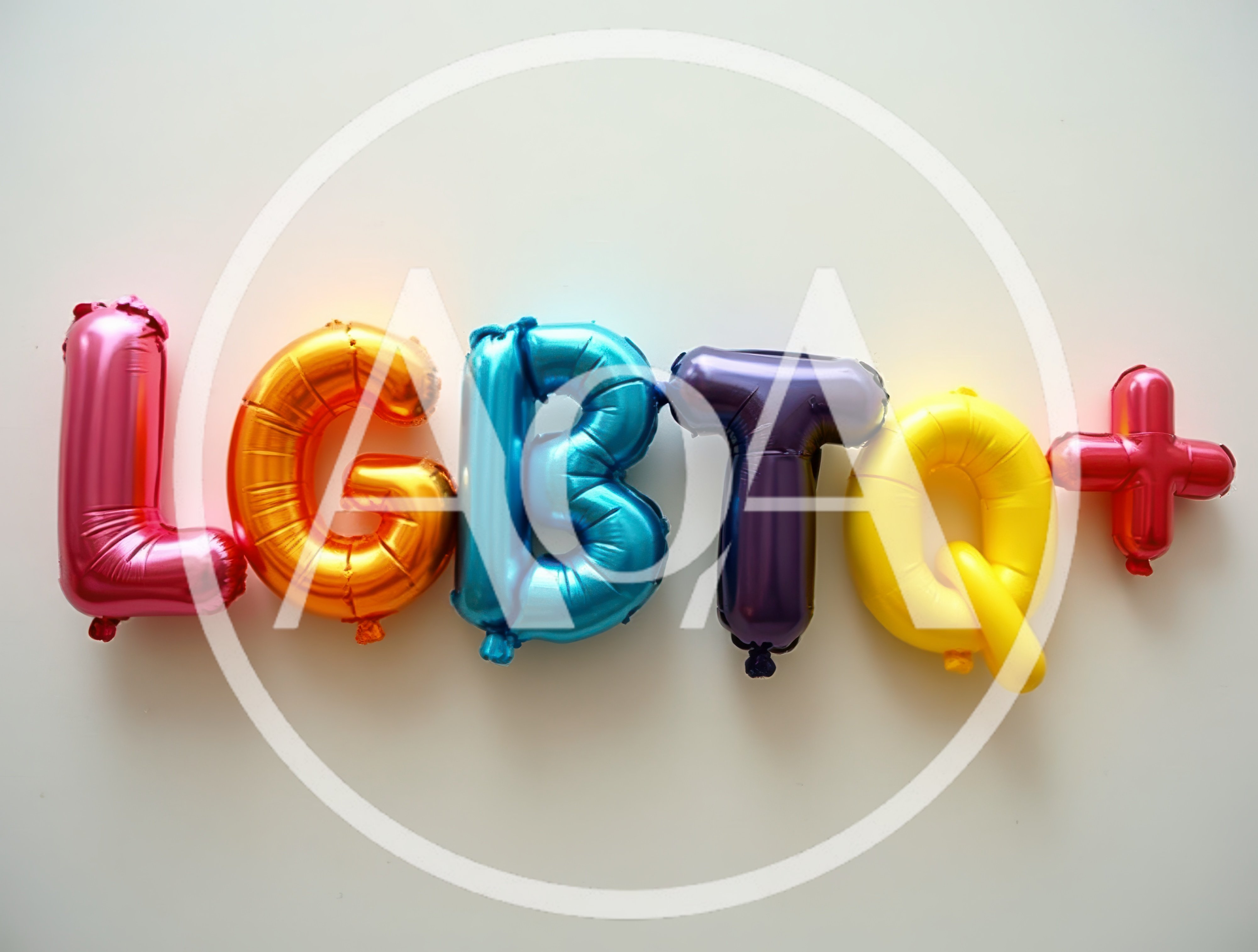 LGBTQ Plus Balloon Letters On White Background