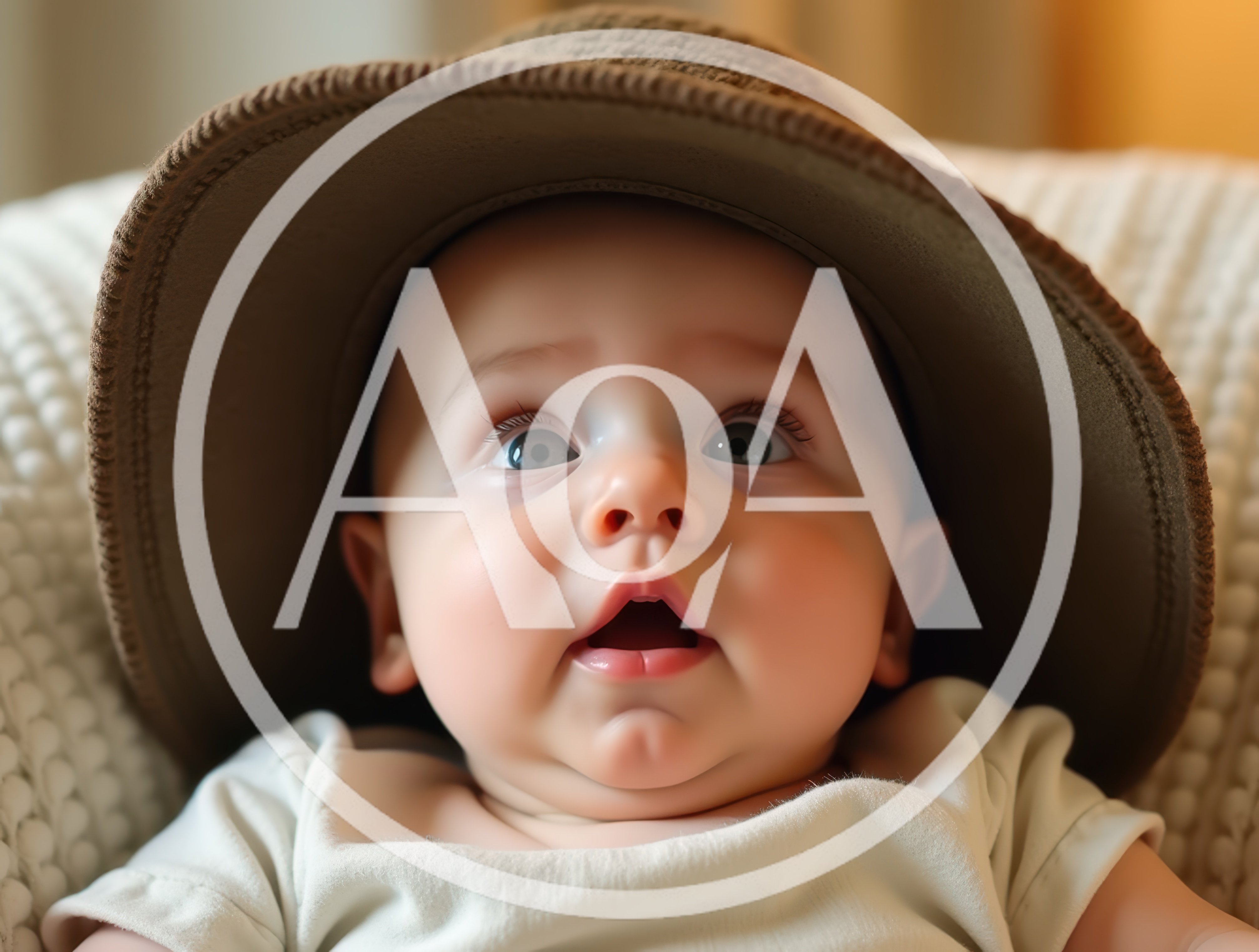 Adorable Baby Wearing A Wide Brimmed Hat