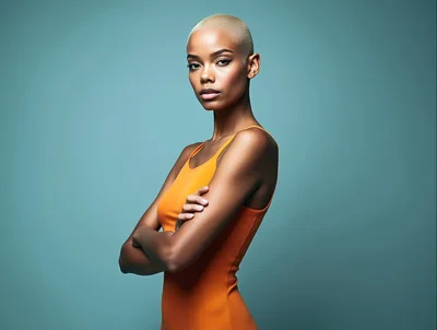 Portrait Of A Confident Woman With Short Blonde Hair