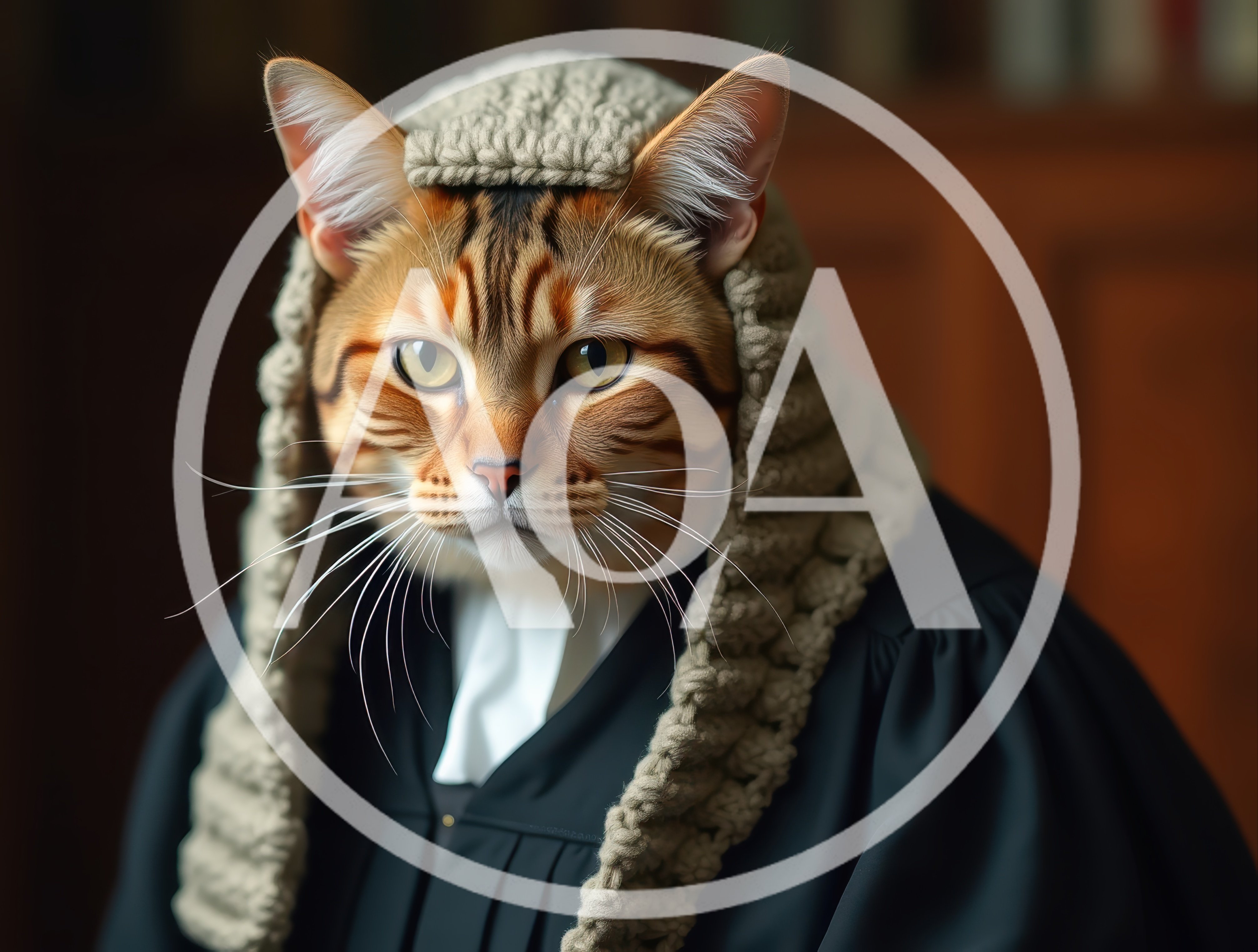 Cat Dressed As A Judge In A Courtroom
