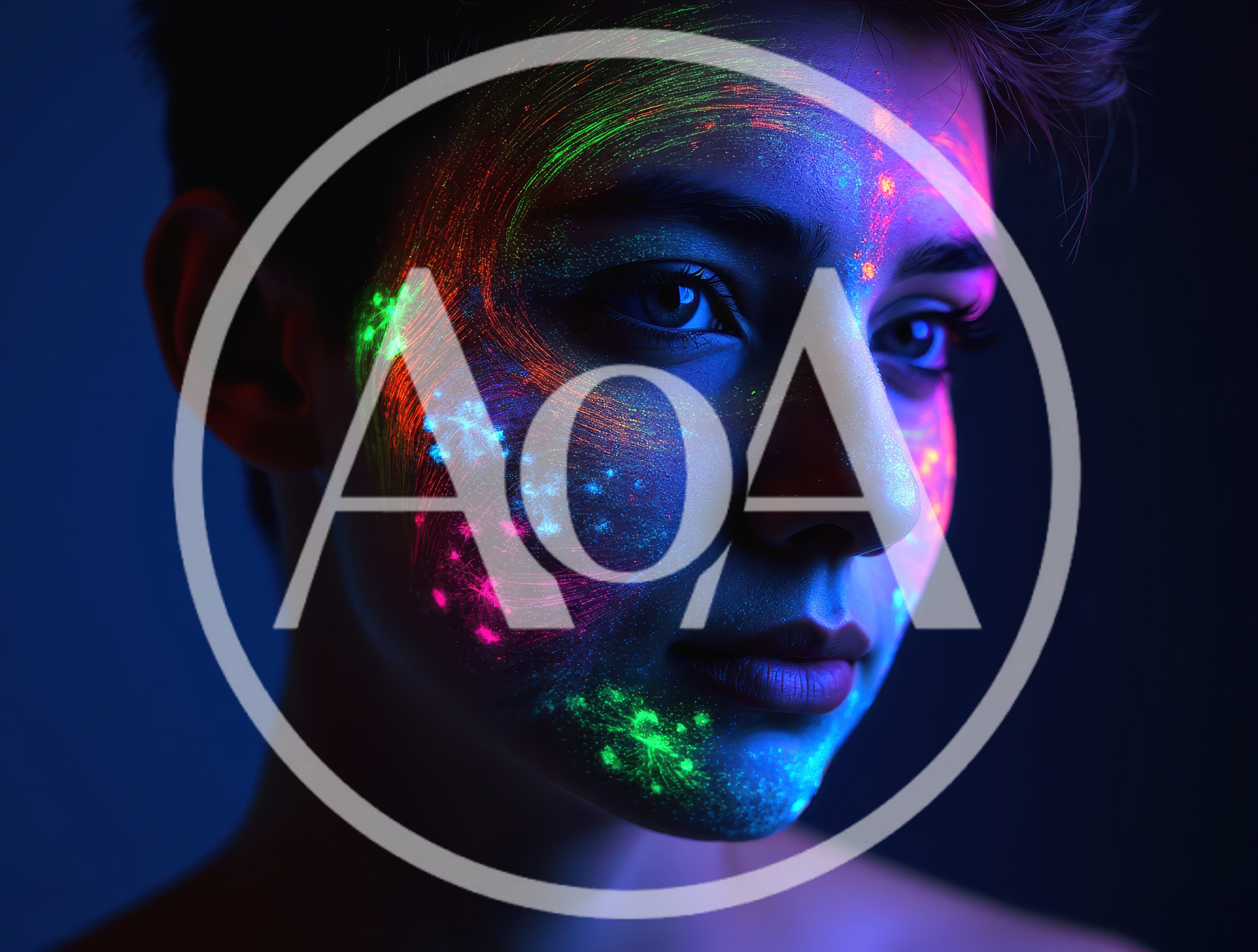 Portrait Of A Person With Neon Fluorescent Face Paint