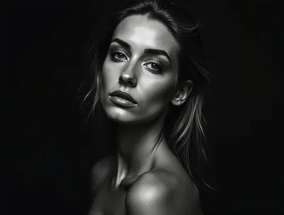 Portrait Of A Beautiful Woman In Black And White