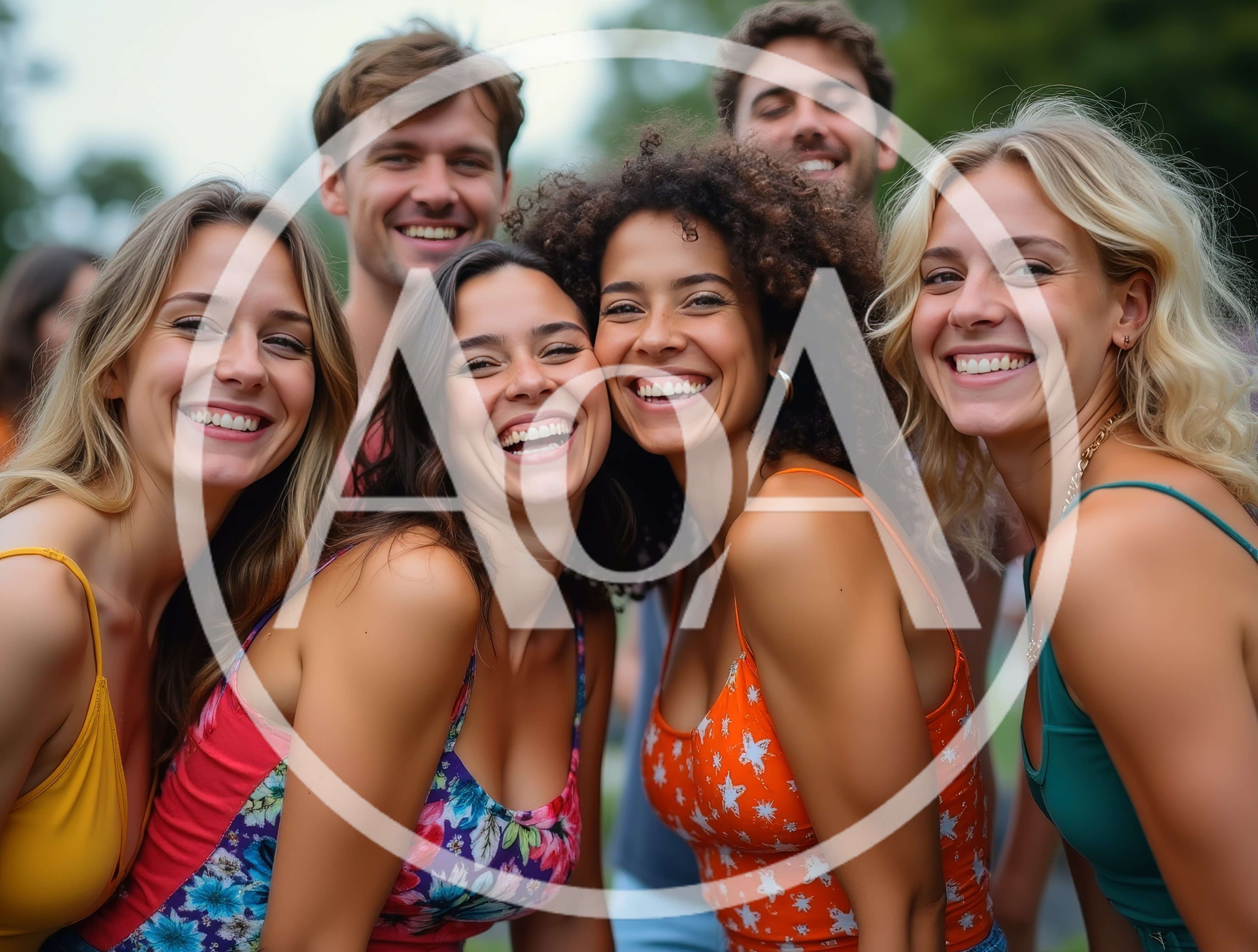 Group of Diverse Friends Smiling Together Outdoors