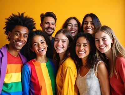Diverse Group Of Smiling Friends Posing Together