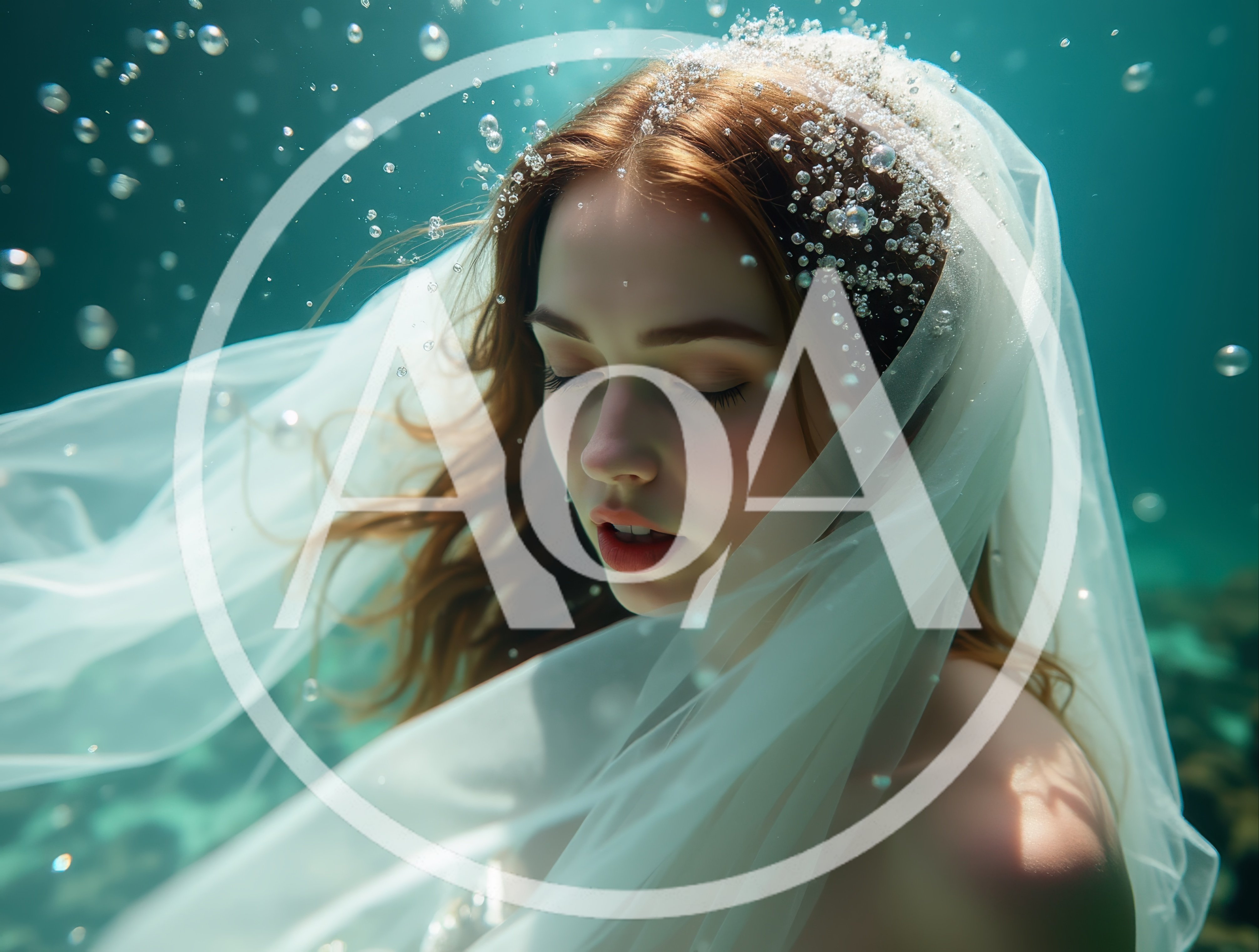 Underwater Portrait of a Bride with Flowing Veil