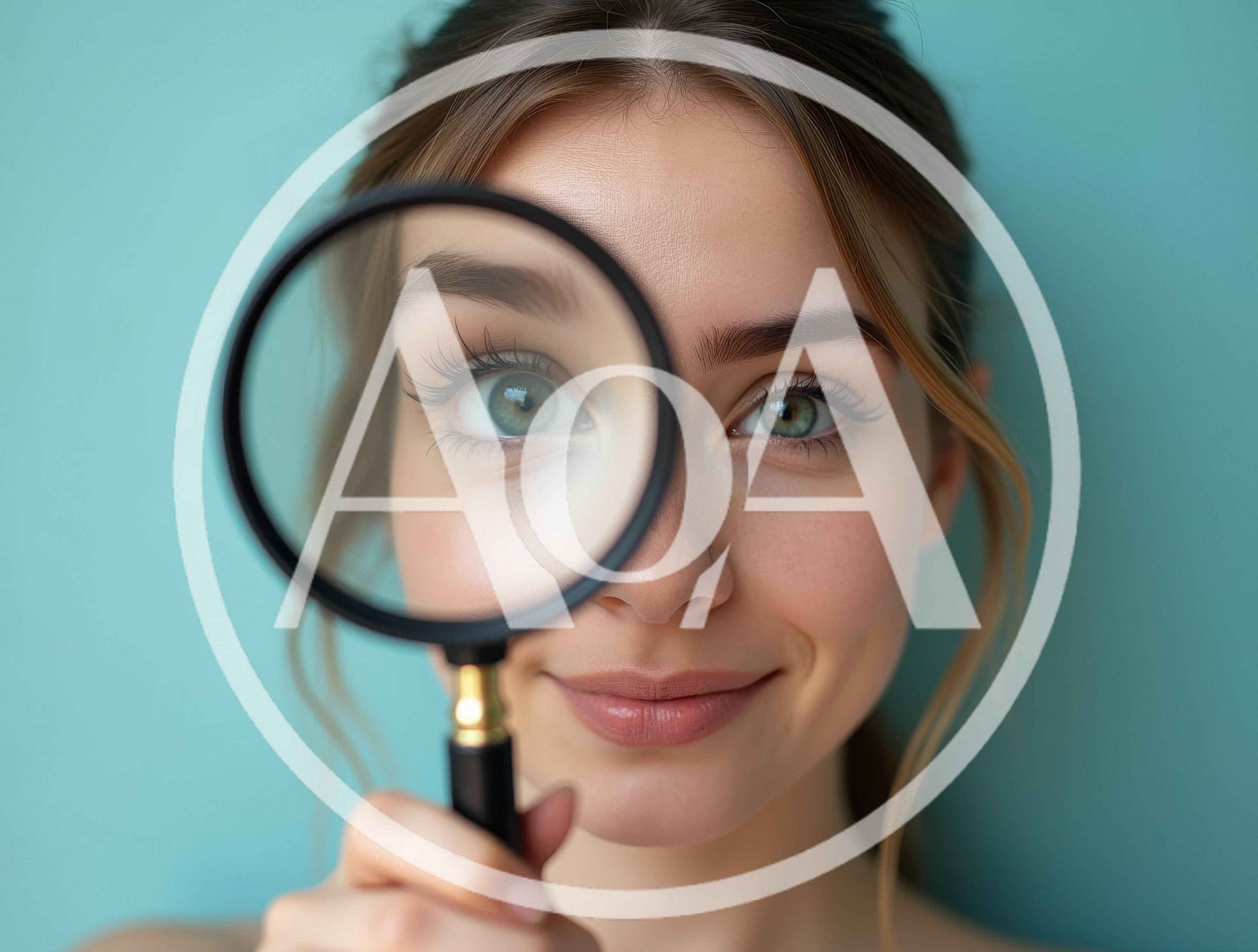 Young Woman Looking Through A Magnifying Glass