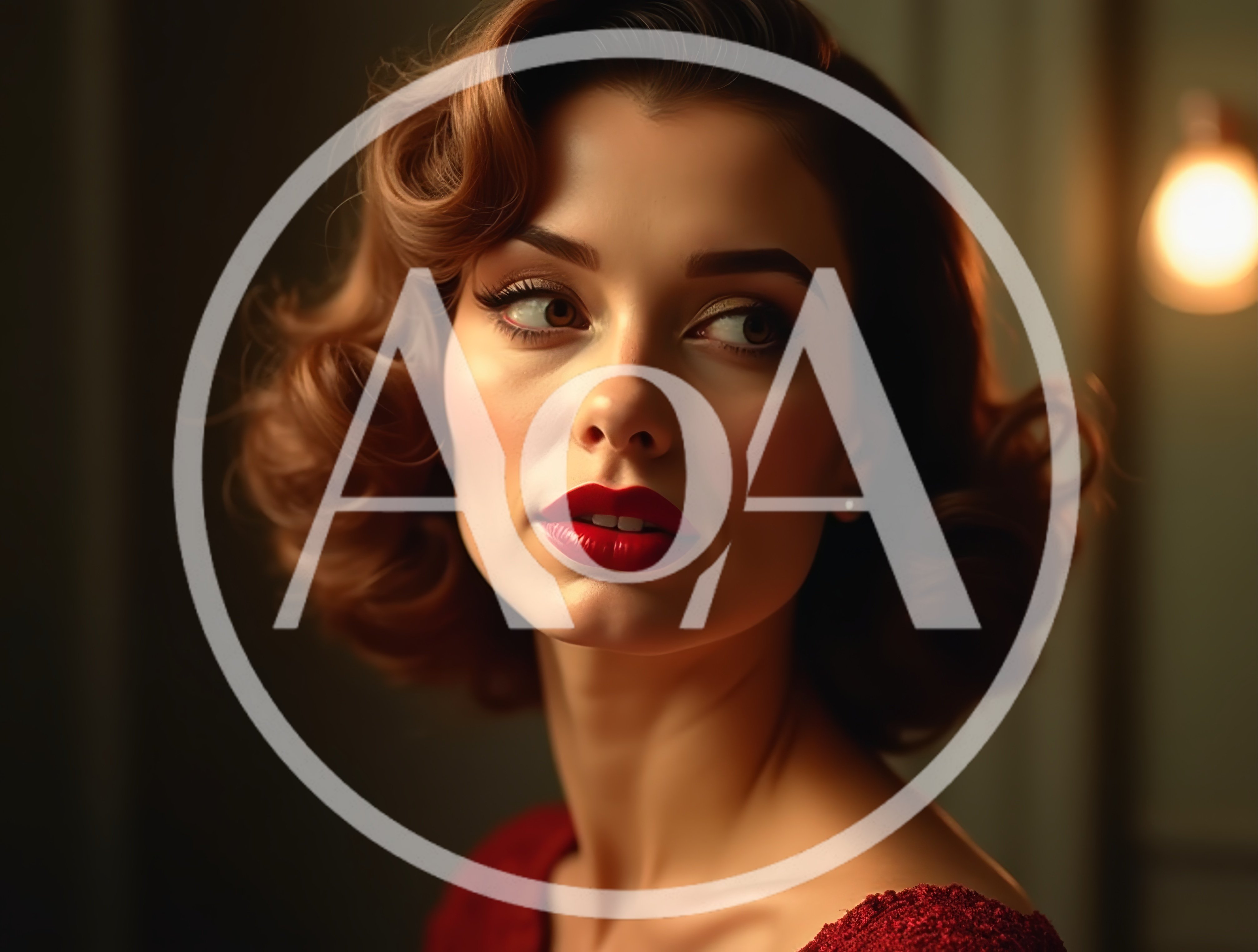 Elegant Woman With Vintage Hairstyle And Red Lipstick