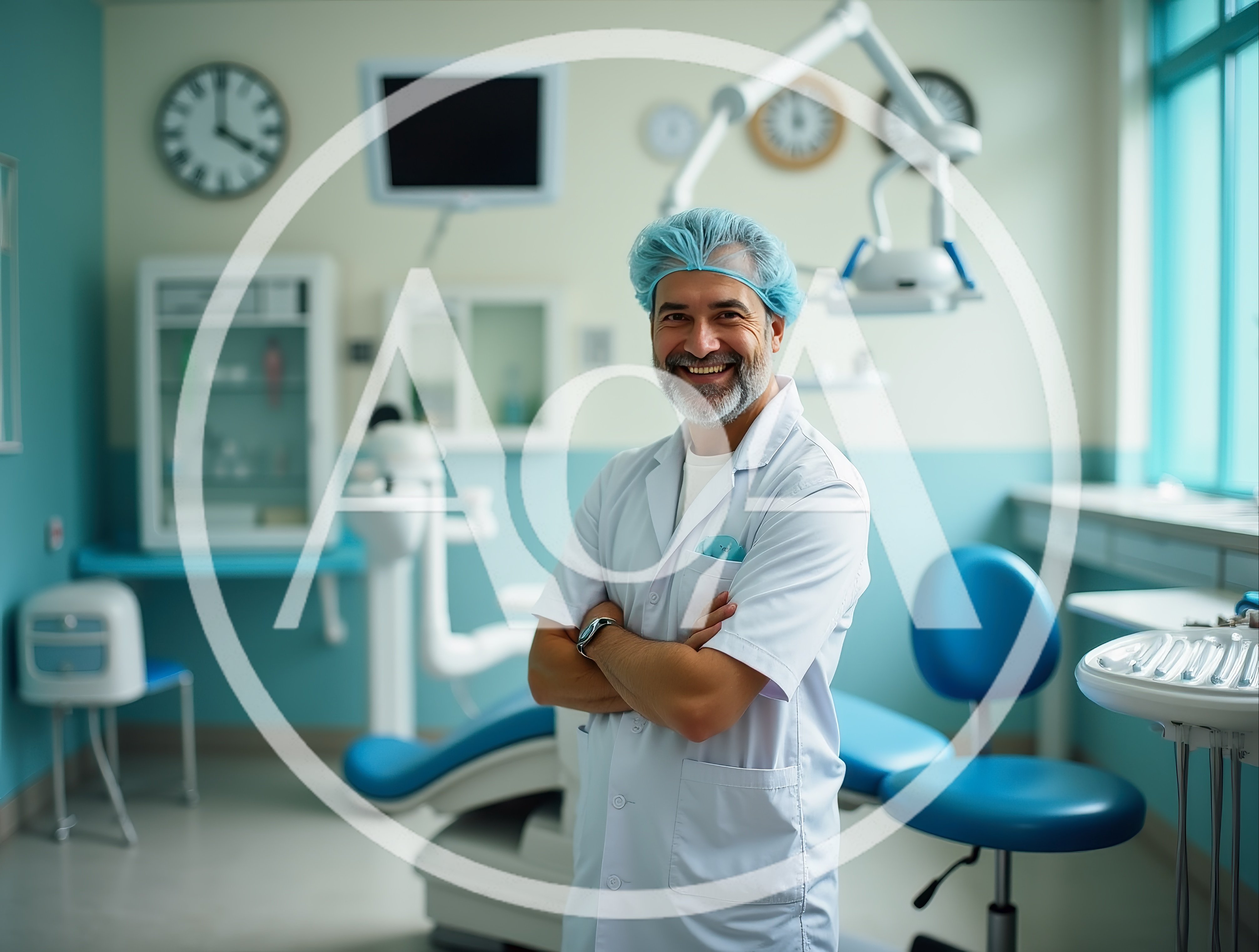 Smiling Male Dentist Standing In Modern Dental Clinic
