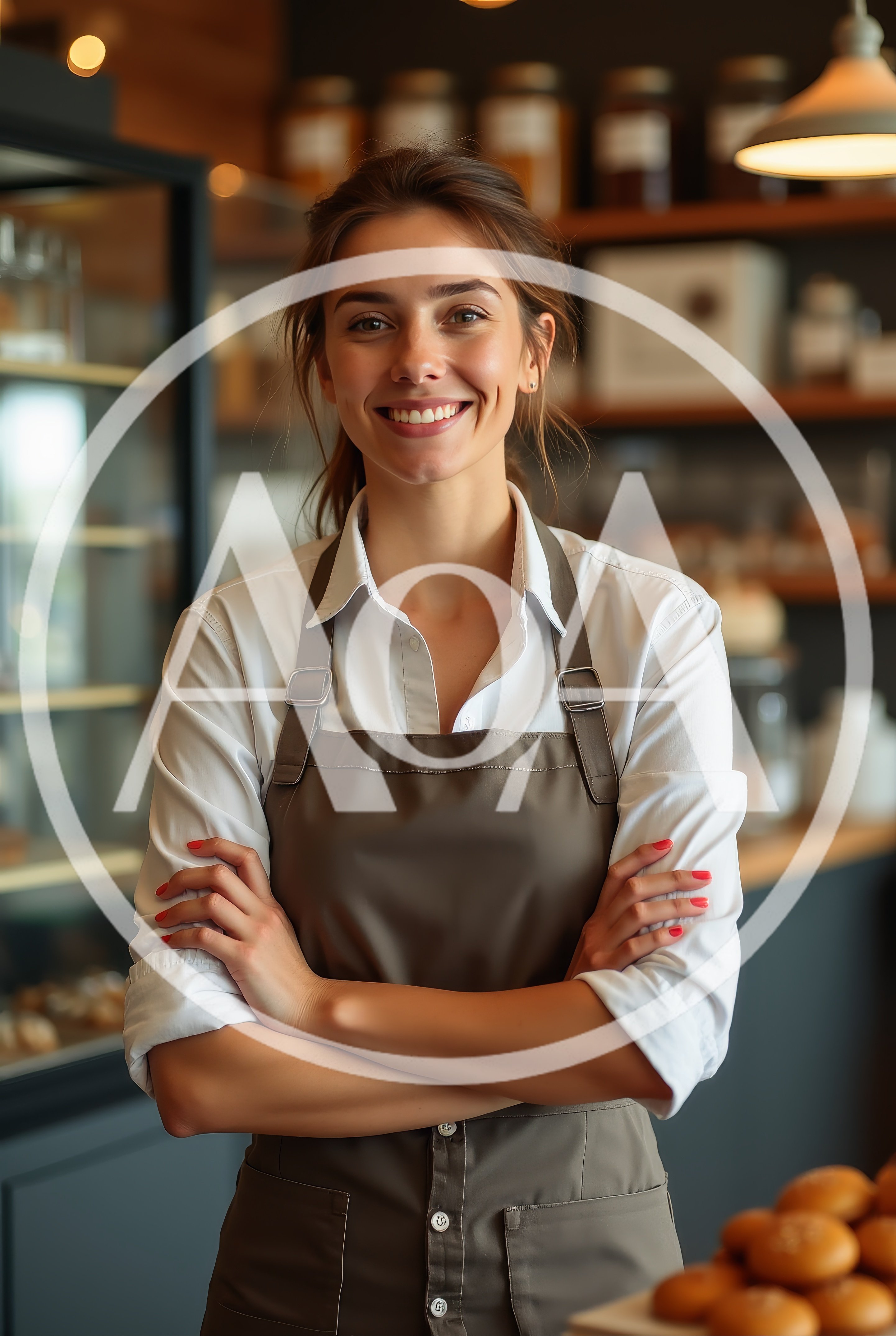 Smiling Female Barista Standing In A Coffee Shop