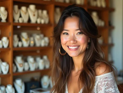 Smiling Asian Woman In A Jewelry Store