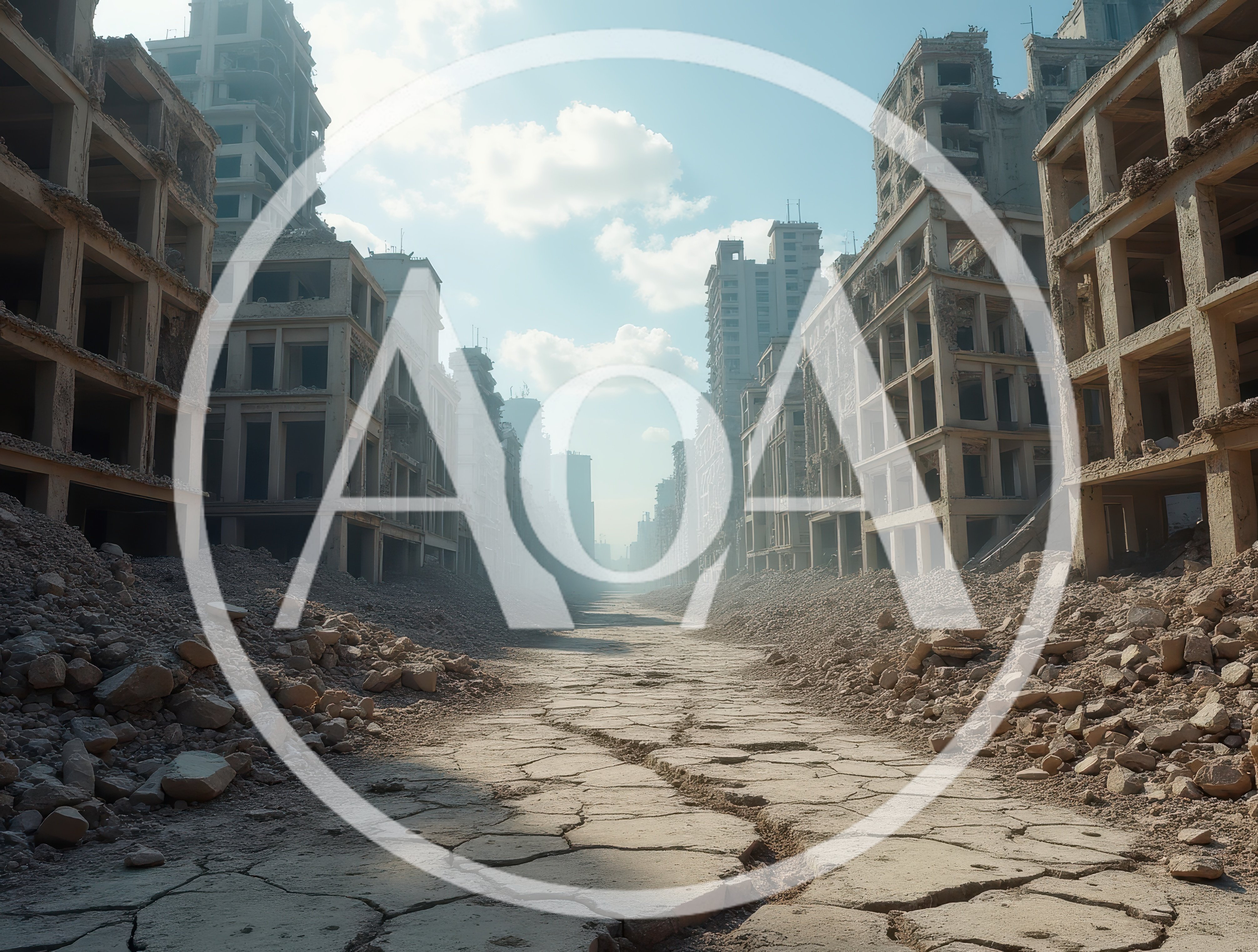 Desolate Ruined City Street After Conflict