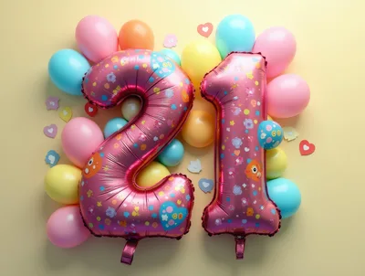 Pink Number Twenty One Foil Balloons for Birthday Celebration