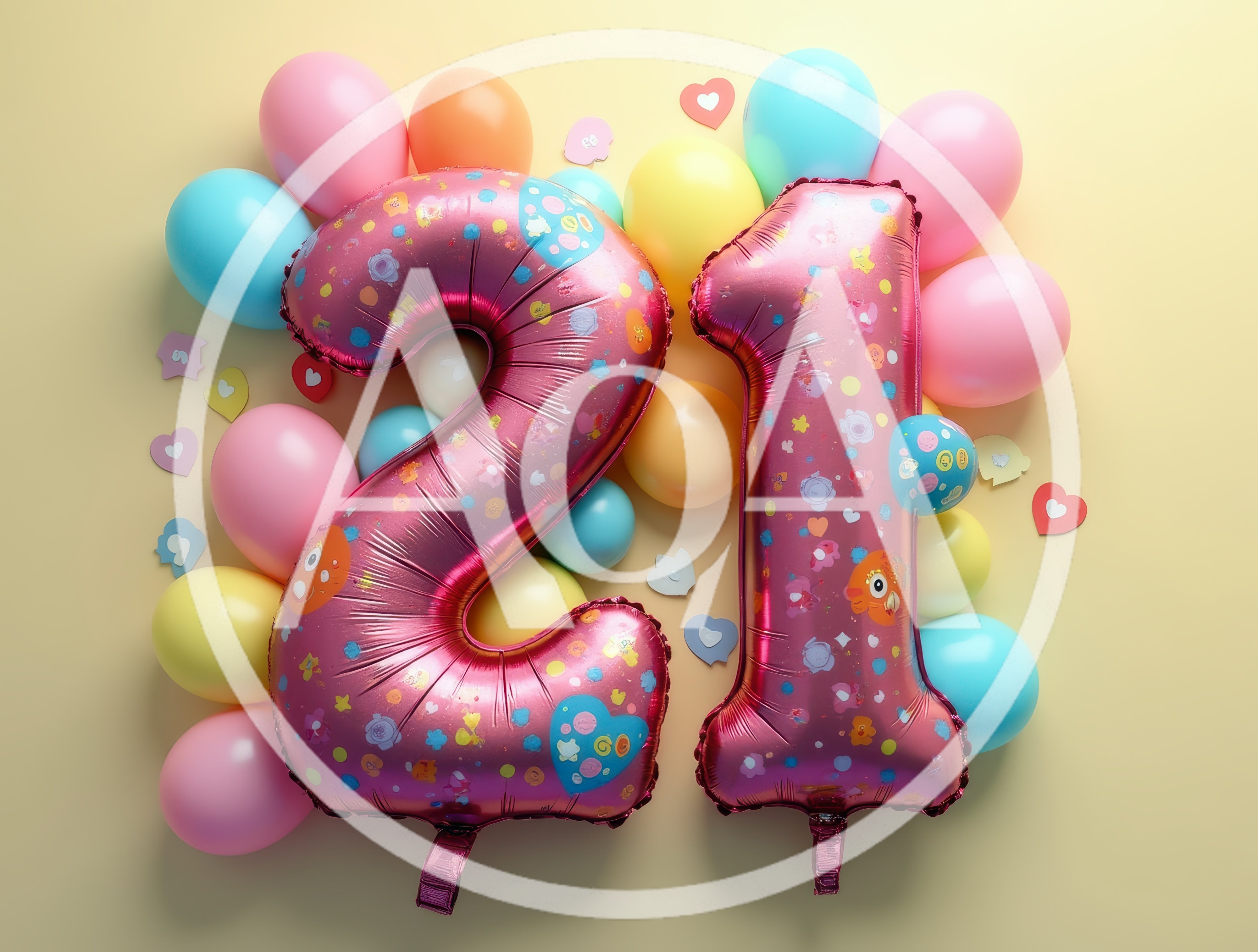 Pink Number Twenty One Foil Balloons for Birthday Celebration