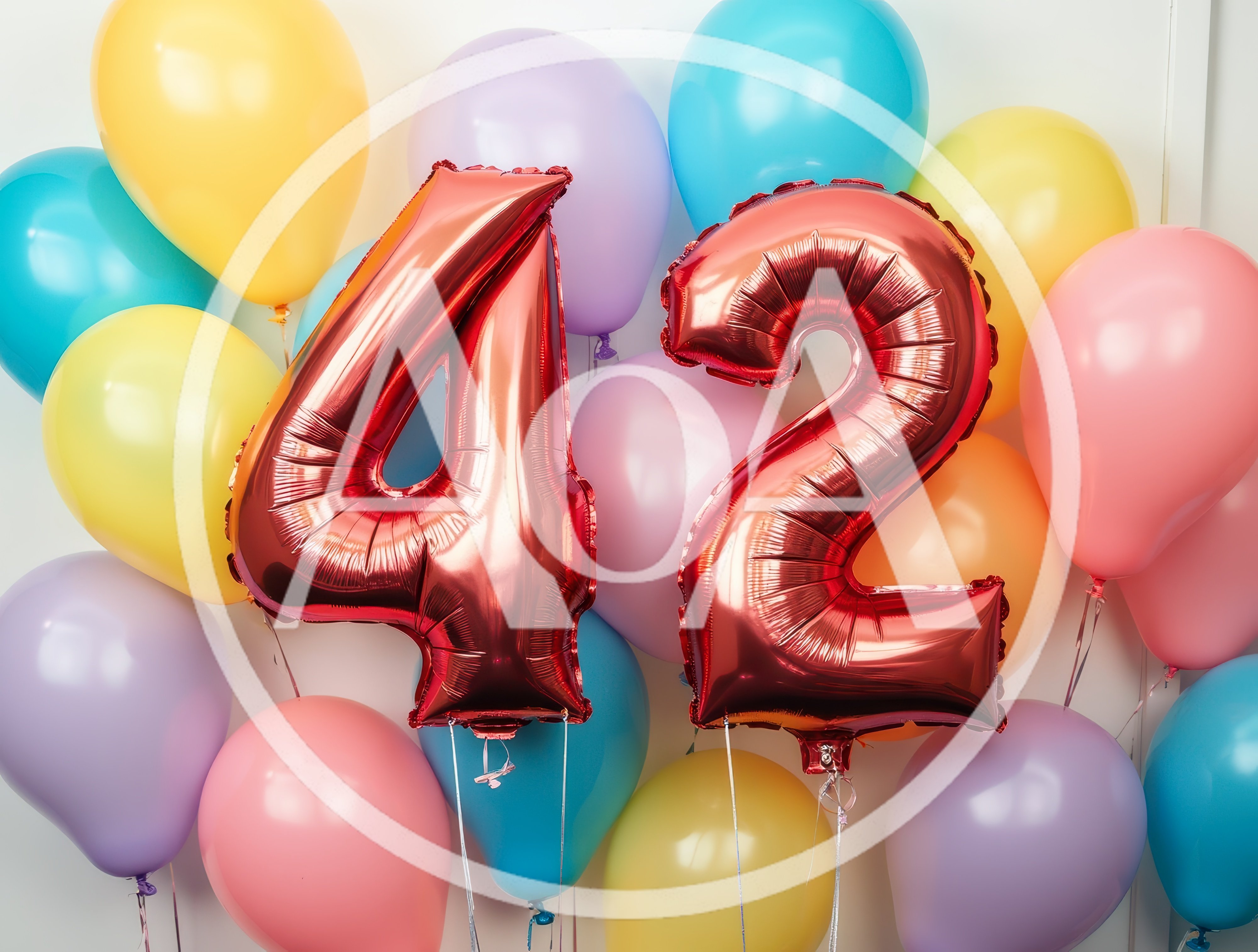 Red Foil Number 42 Balloons for Birthday Celebration