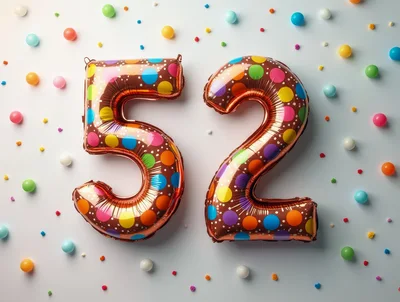 Number 52 Balloon Decoration for Birthday Celebration