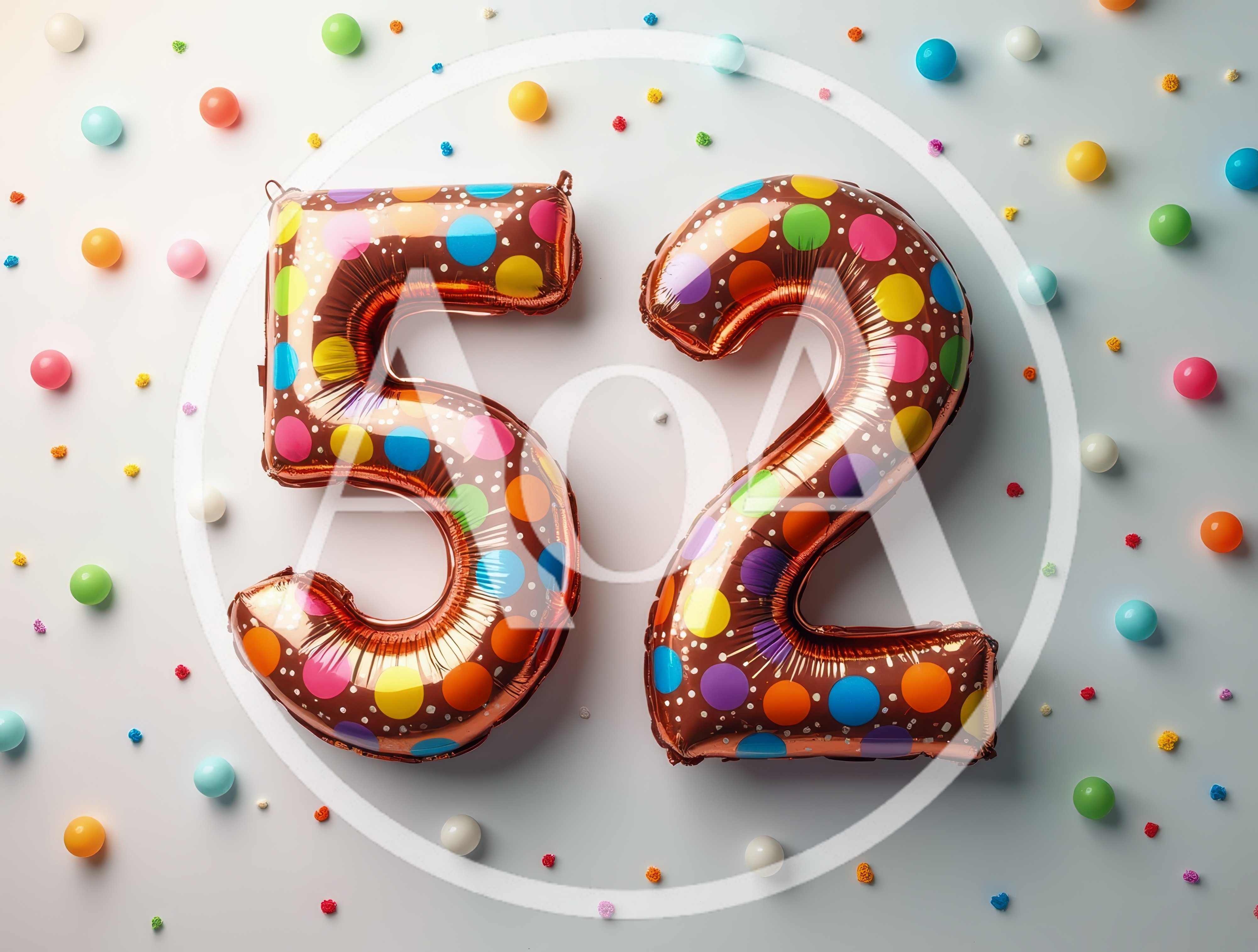 Number 52 Balloon Decoration for Birthday Celebration