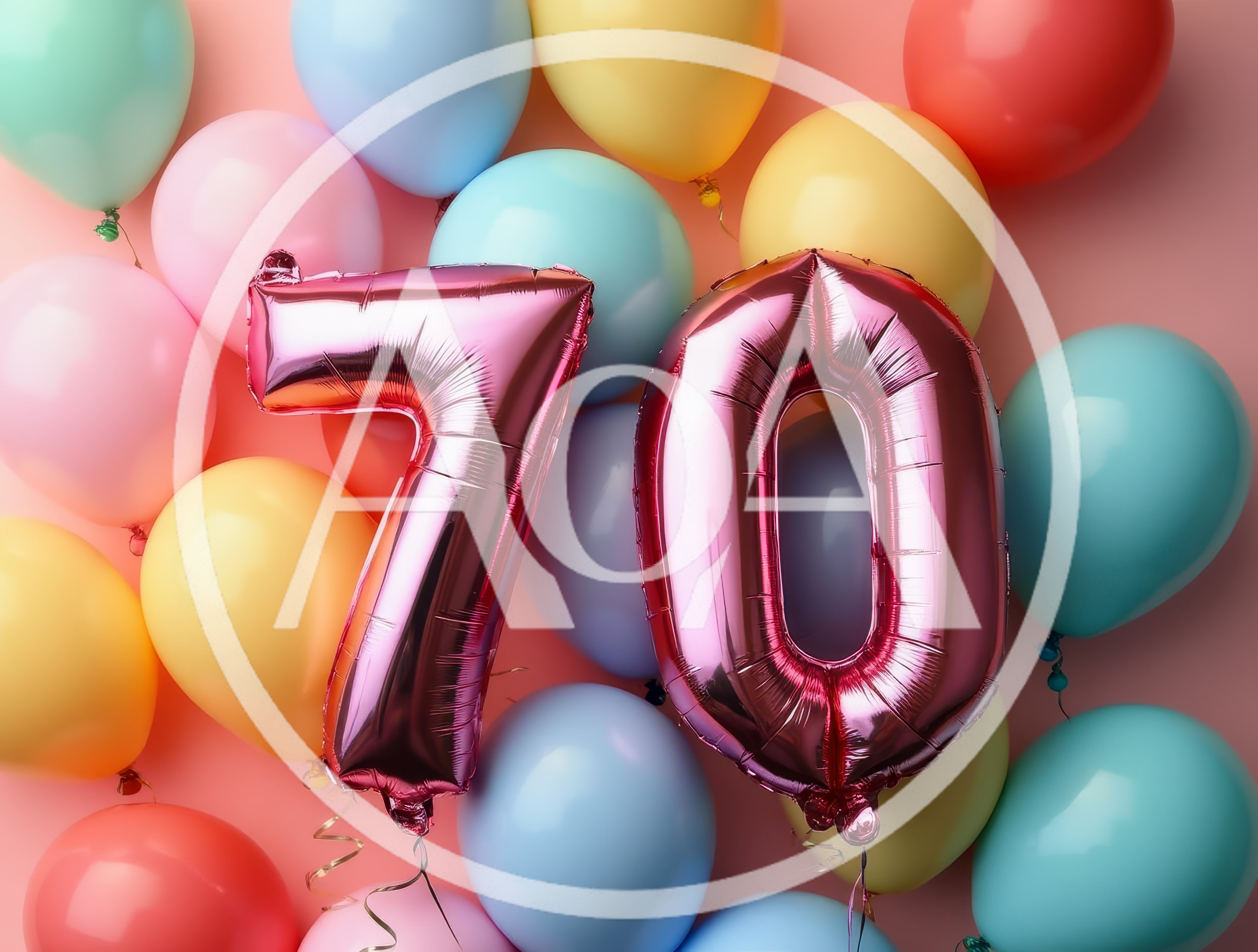 Seventieth Birthday Celebration Balloons With Number Seventy