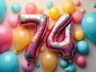Pink Foil Number 74 Balloons for Birthday Celebration