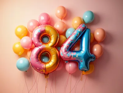 Eighty Four Number Balloons for Birthday Celebration