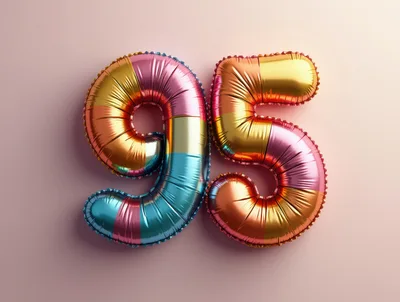 Multicolor Metallic Foil Balloon Number Ninety Five
