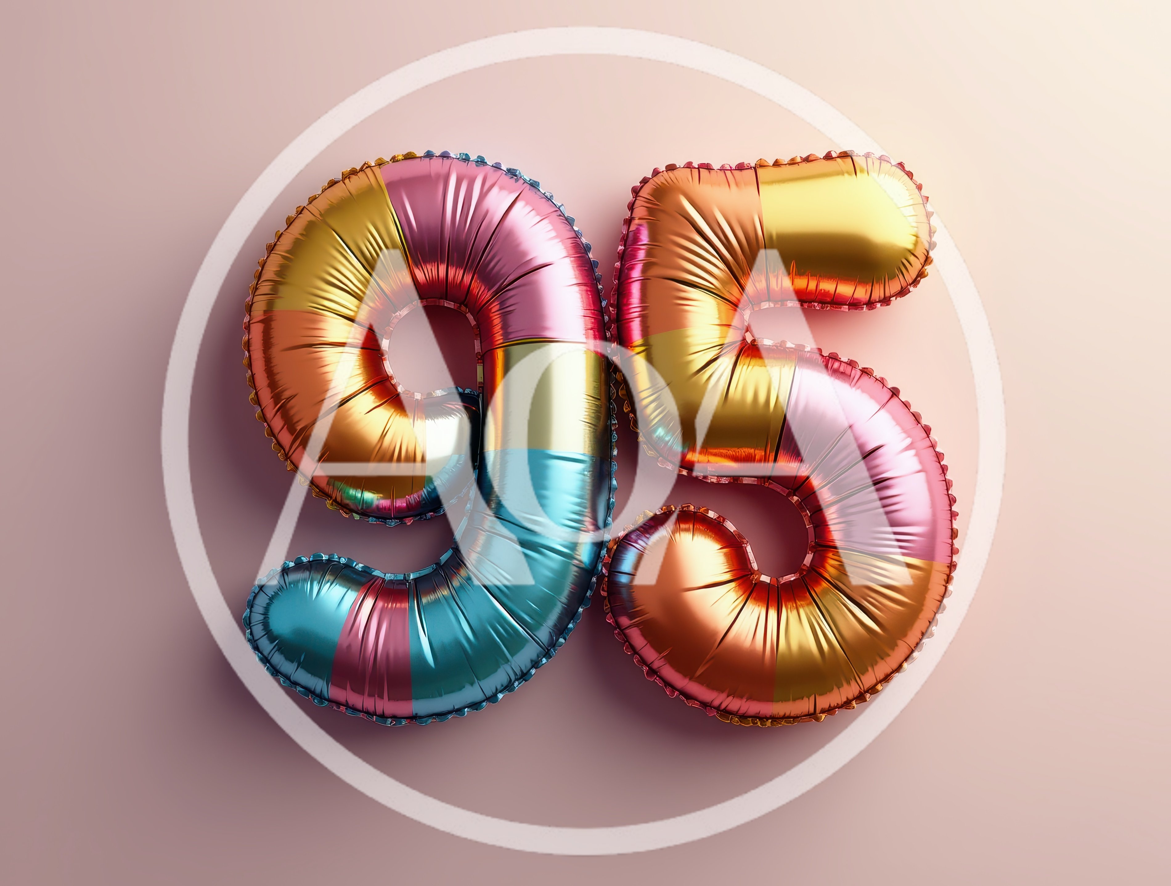 Multicolor Metallic Foil Balloon Number Ninety Five