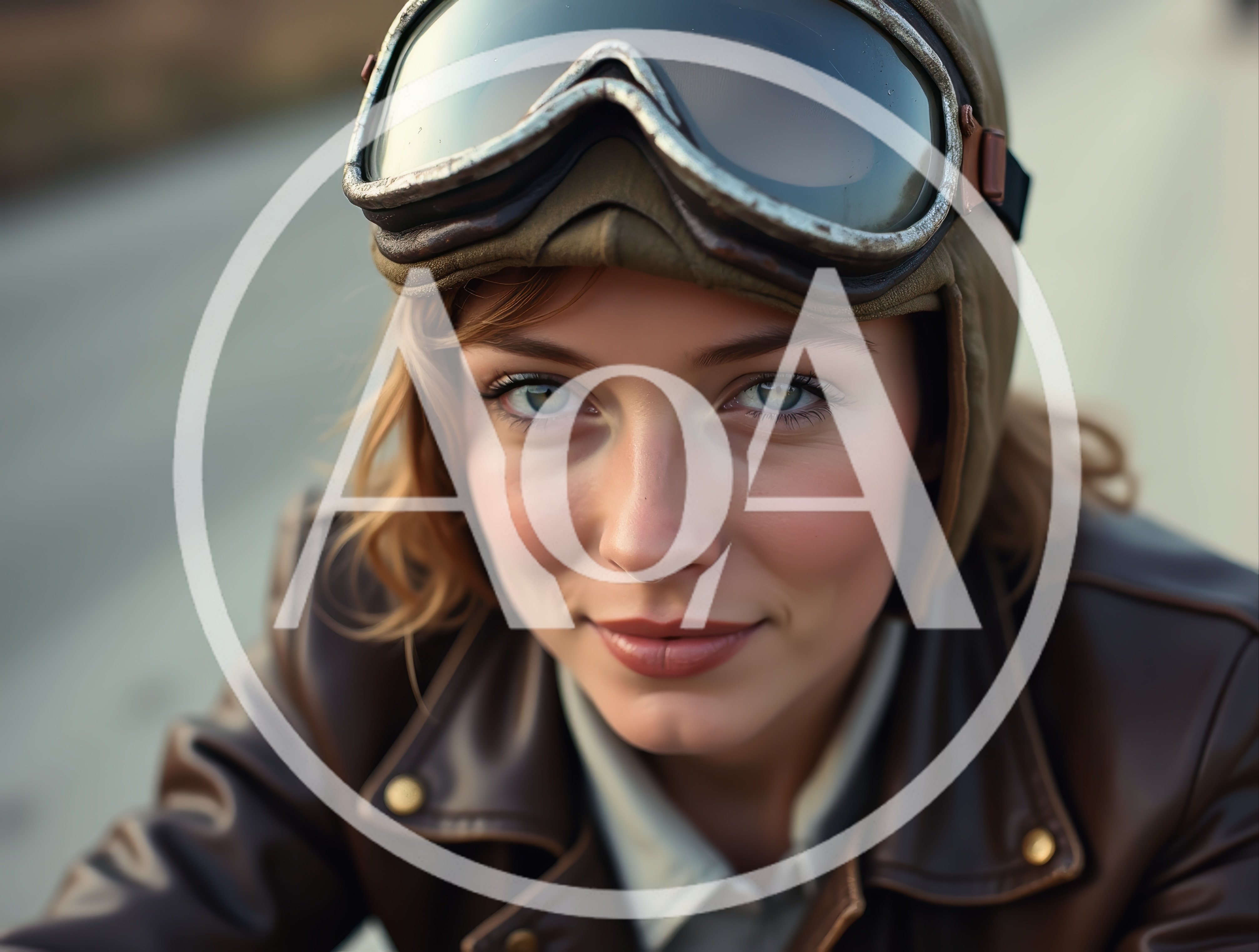 Portrait Of A Female Aviator Wearing Vintage Flight Gear