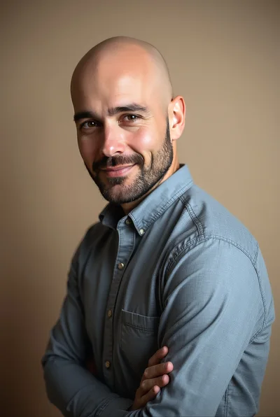 Portrait Of A Confident Bald Man With A Beard
