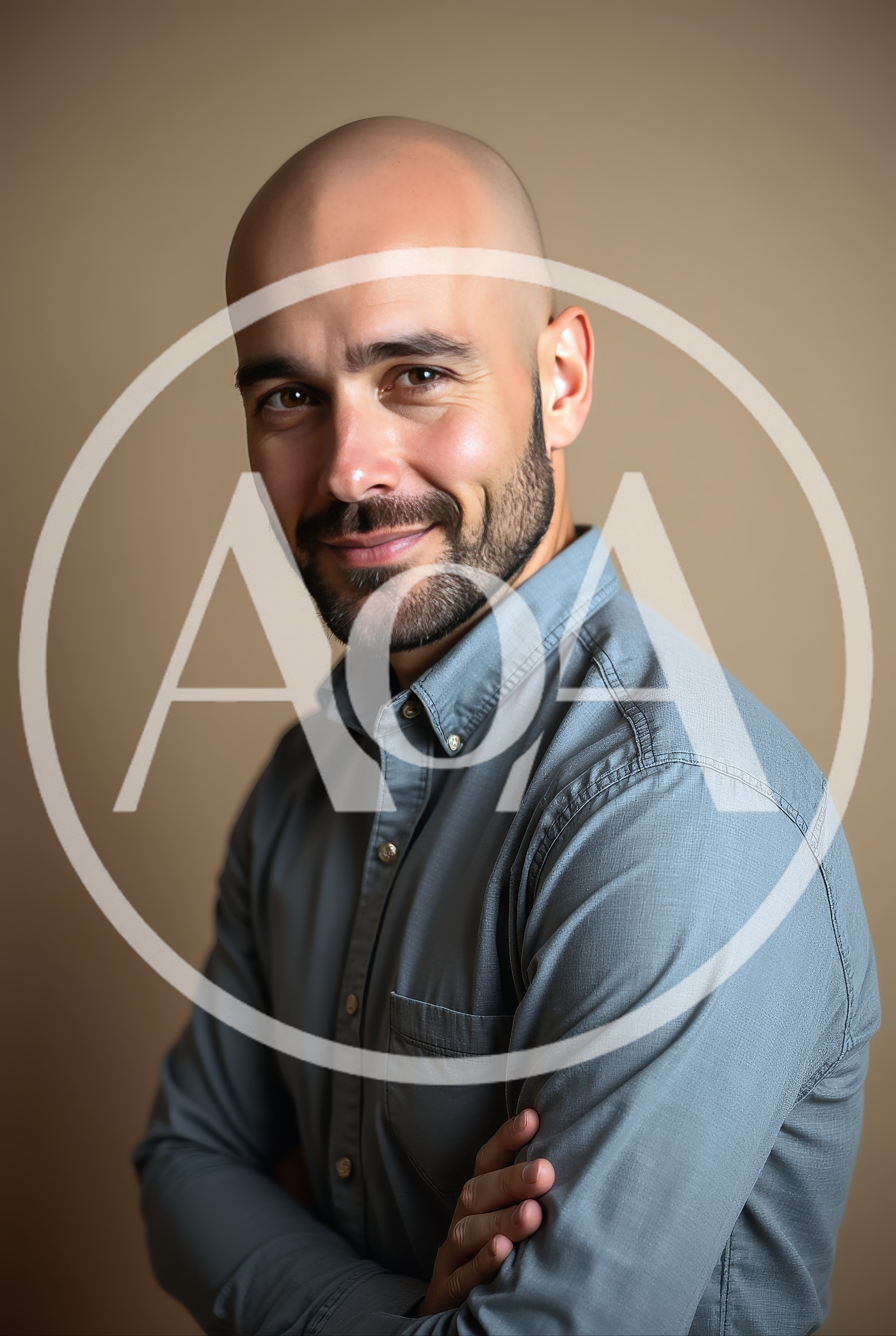 Portrait Of A Confident Bald Man With A Beard