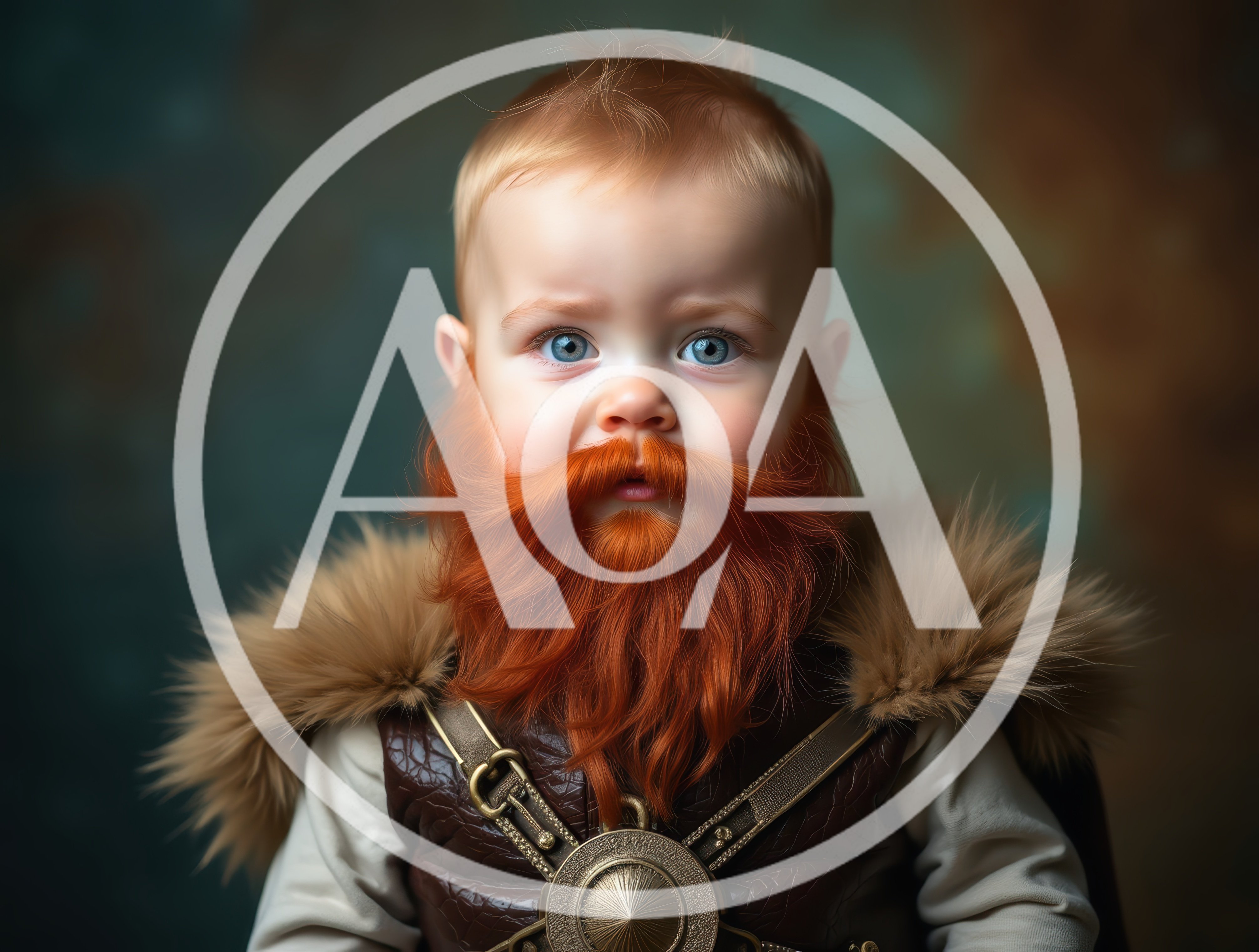 Portrait Of A Baby Dressed As A Viking Warrior