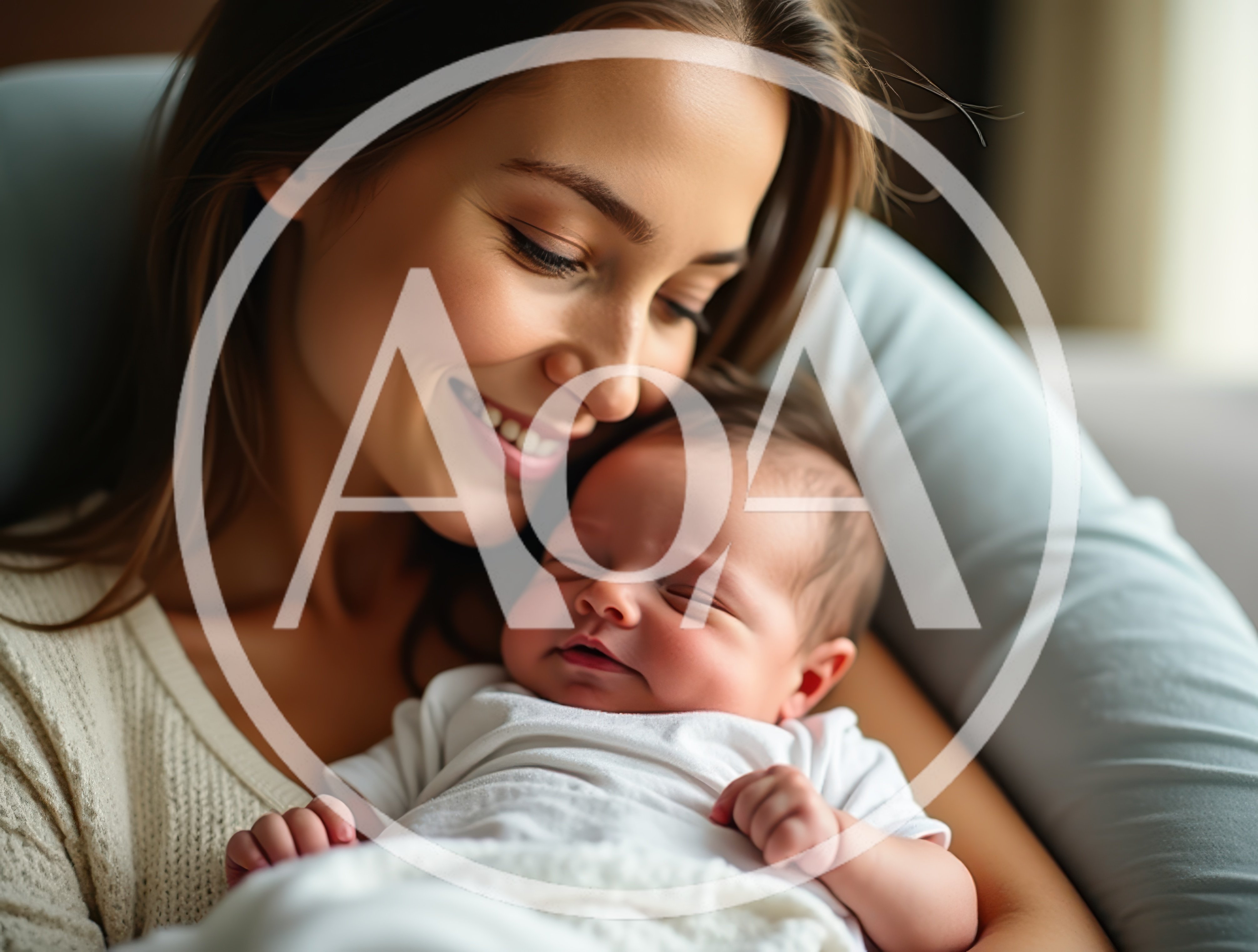 Mother Cradling Her Sleeping Newborn Baby