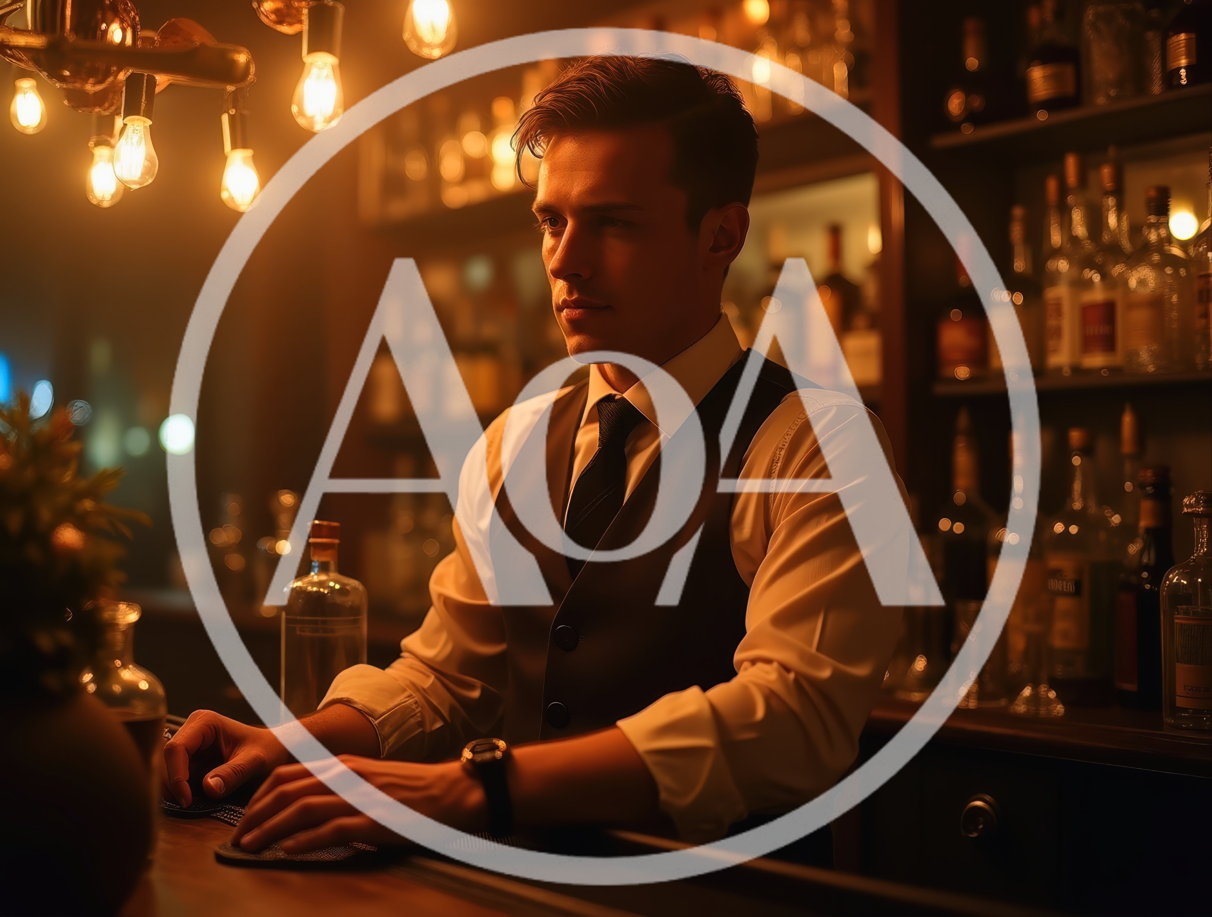 Professional Bartender Working In A Dimly Lit Bar