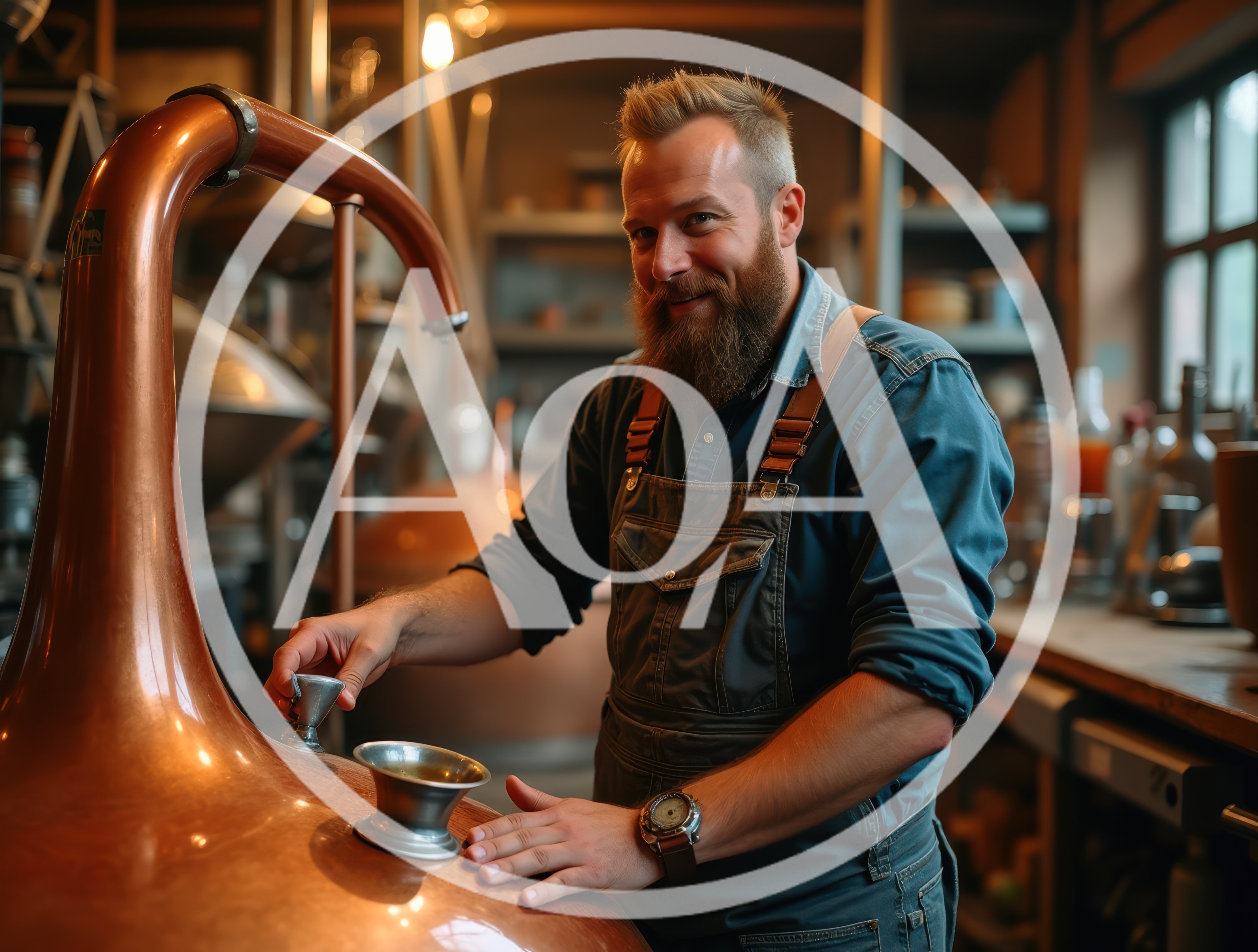 Artisan Distiller Operating Copper Still In Craft Distillery