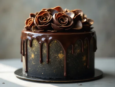Elegant Chocolate Drip Cake With Gold Dust Accents