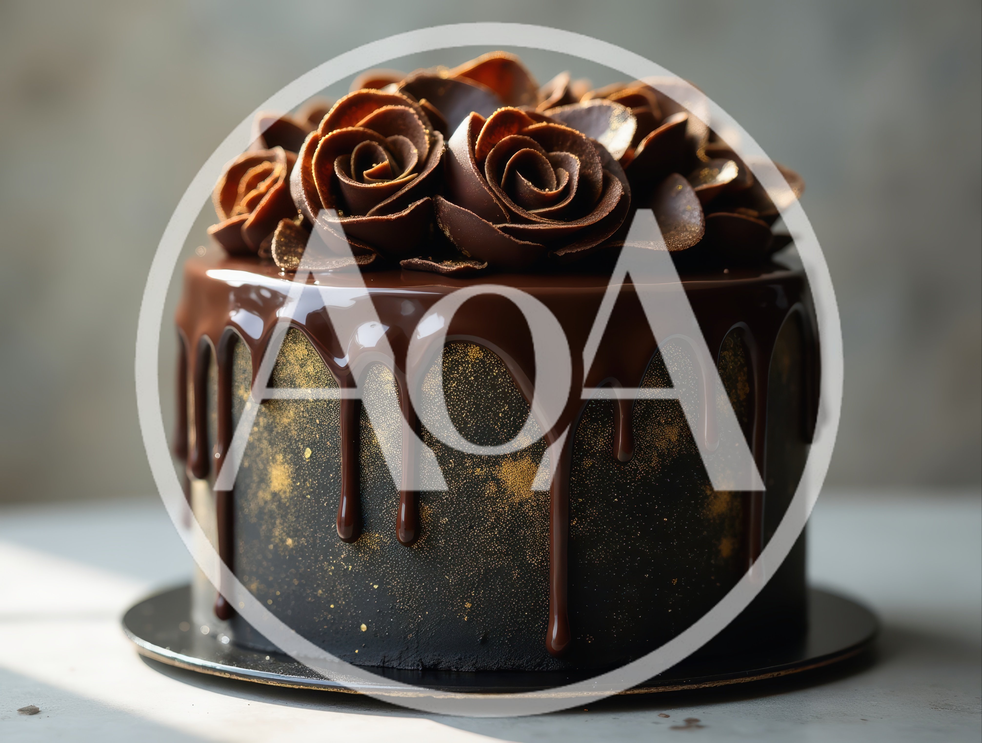 Elegant Chocolate Drip Cake With Gold Dust Accents