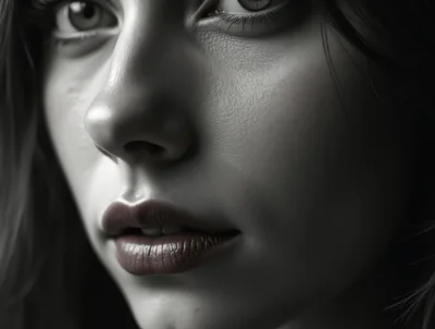 Close Up Portrait Of A Young Woman Face