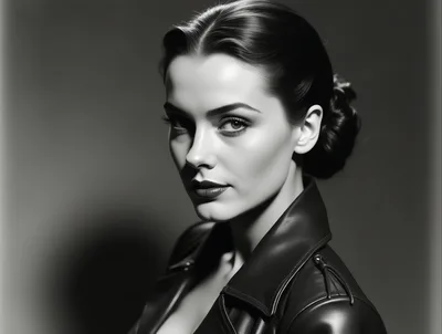 Portrait Of A Sophisticated Woman In Leather Jacket