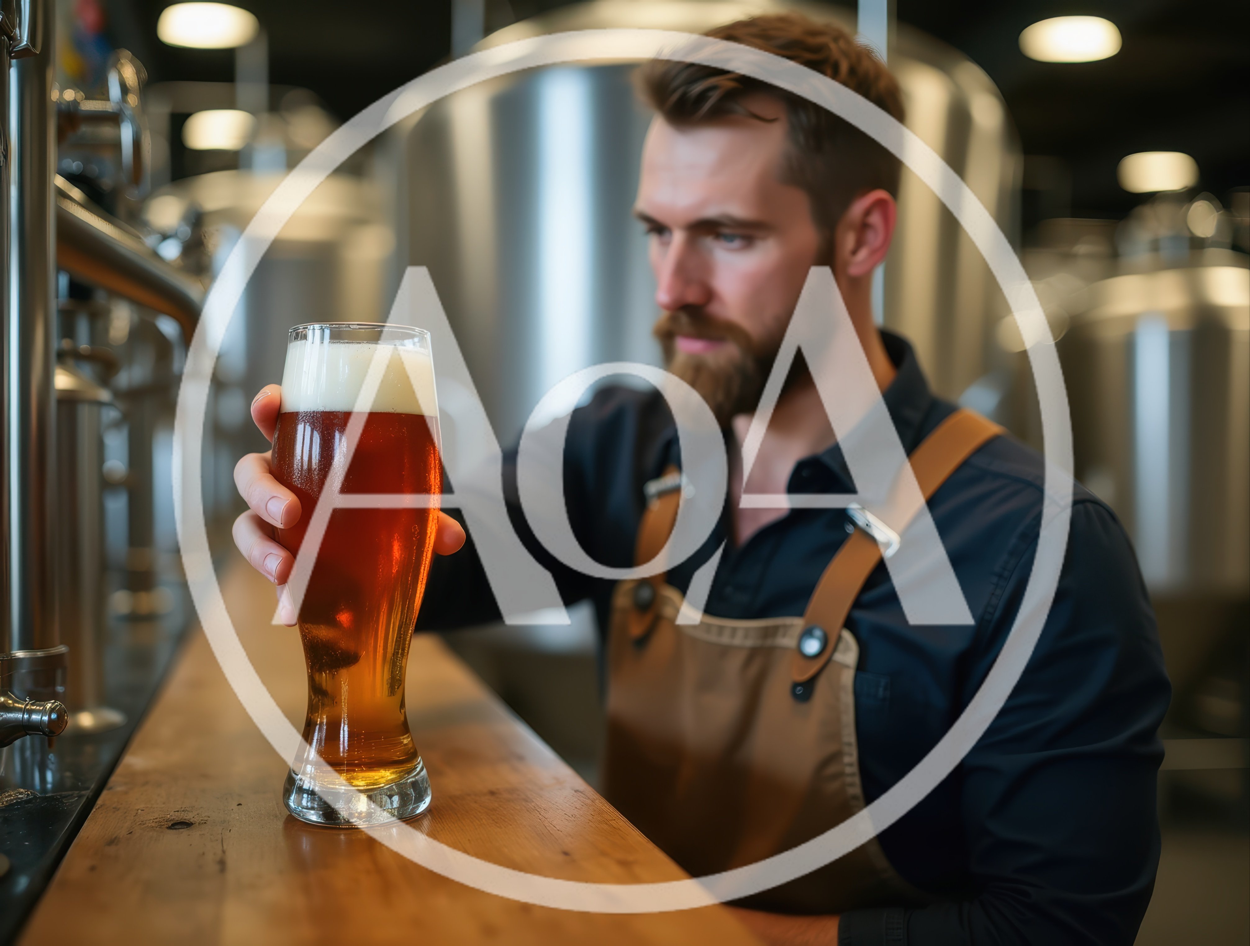 Professional Brewer Inspecting A Freshly Poured Beer
