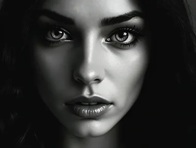 Close Up Portrait Of A Young Woman