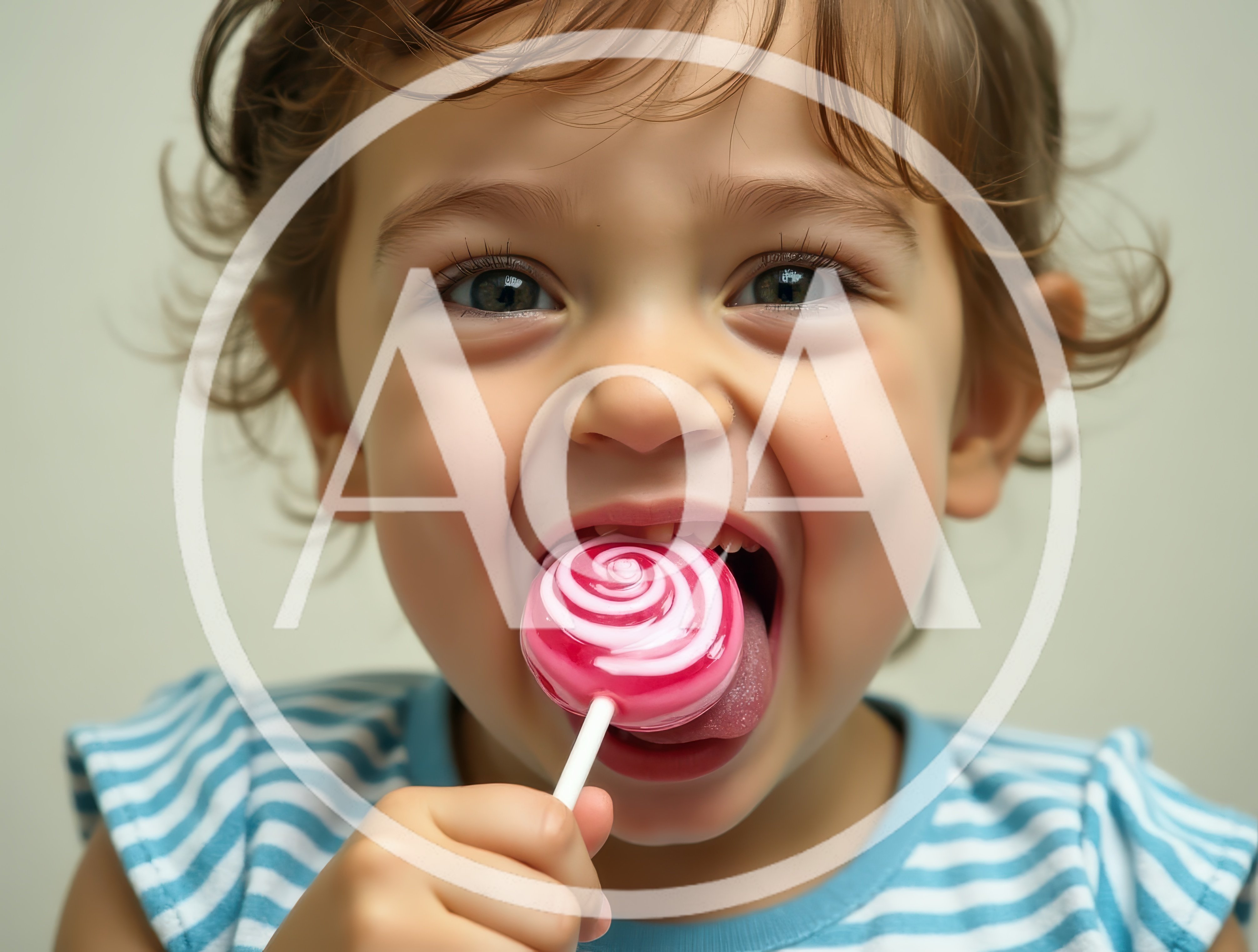 Toddler Enjoying A Pink Swirl Lollipop