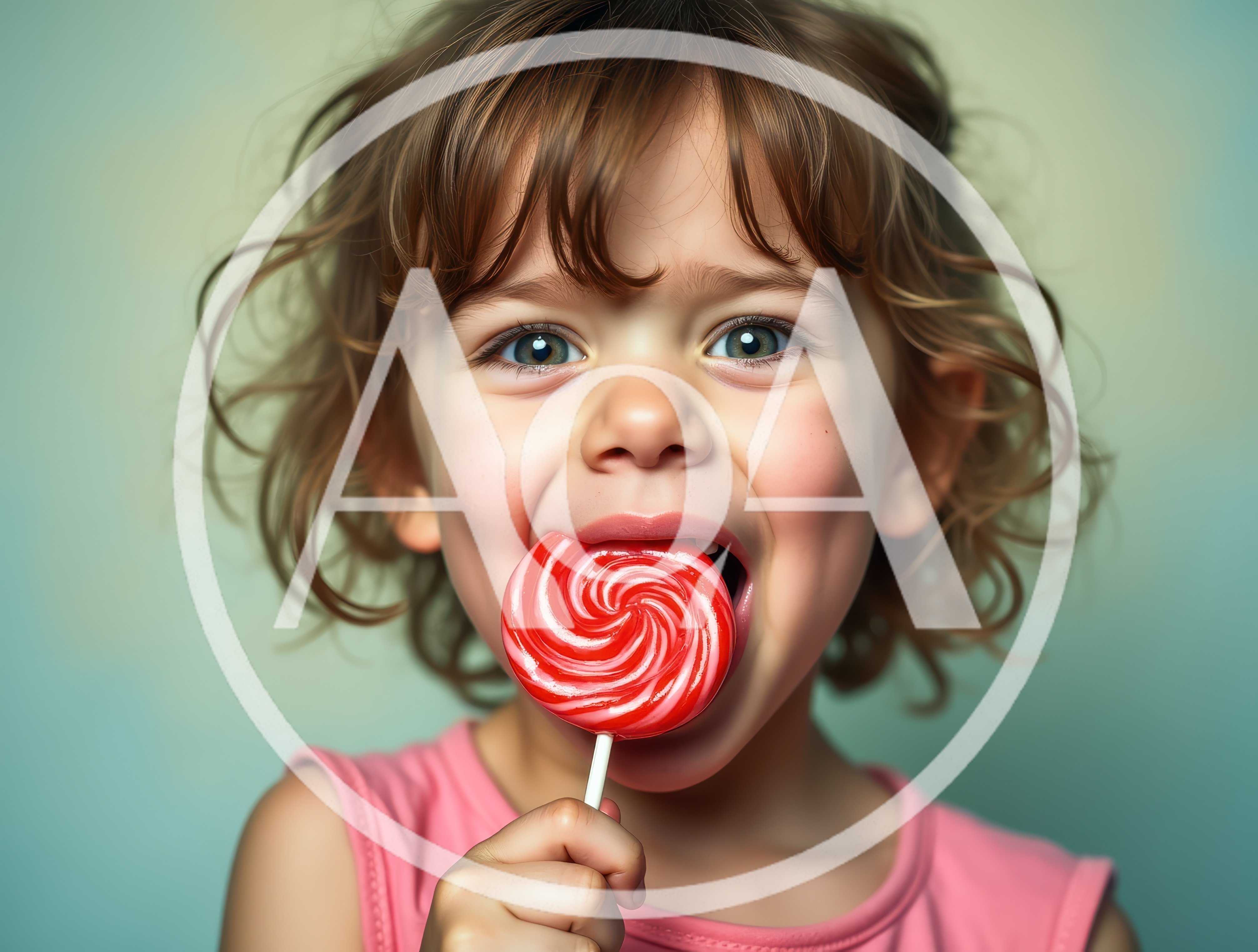 Young Girl Enjoying A Red Swirl Lollipop