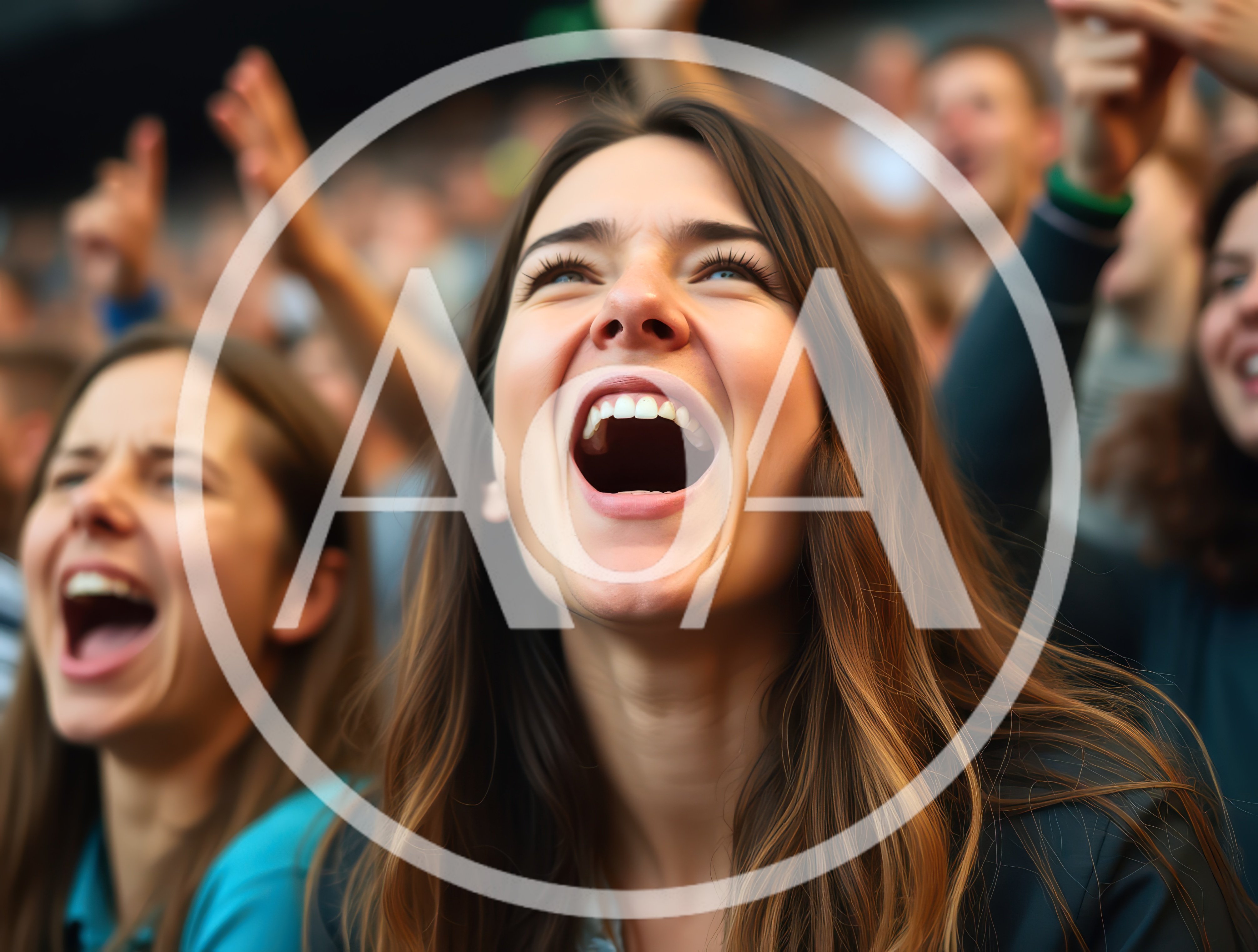 Excited Young Woman Cheering At A Sports Stadium
