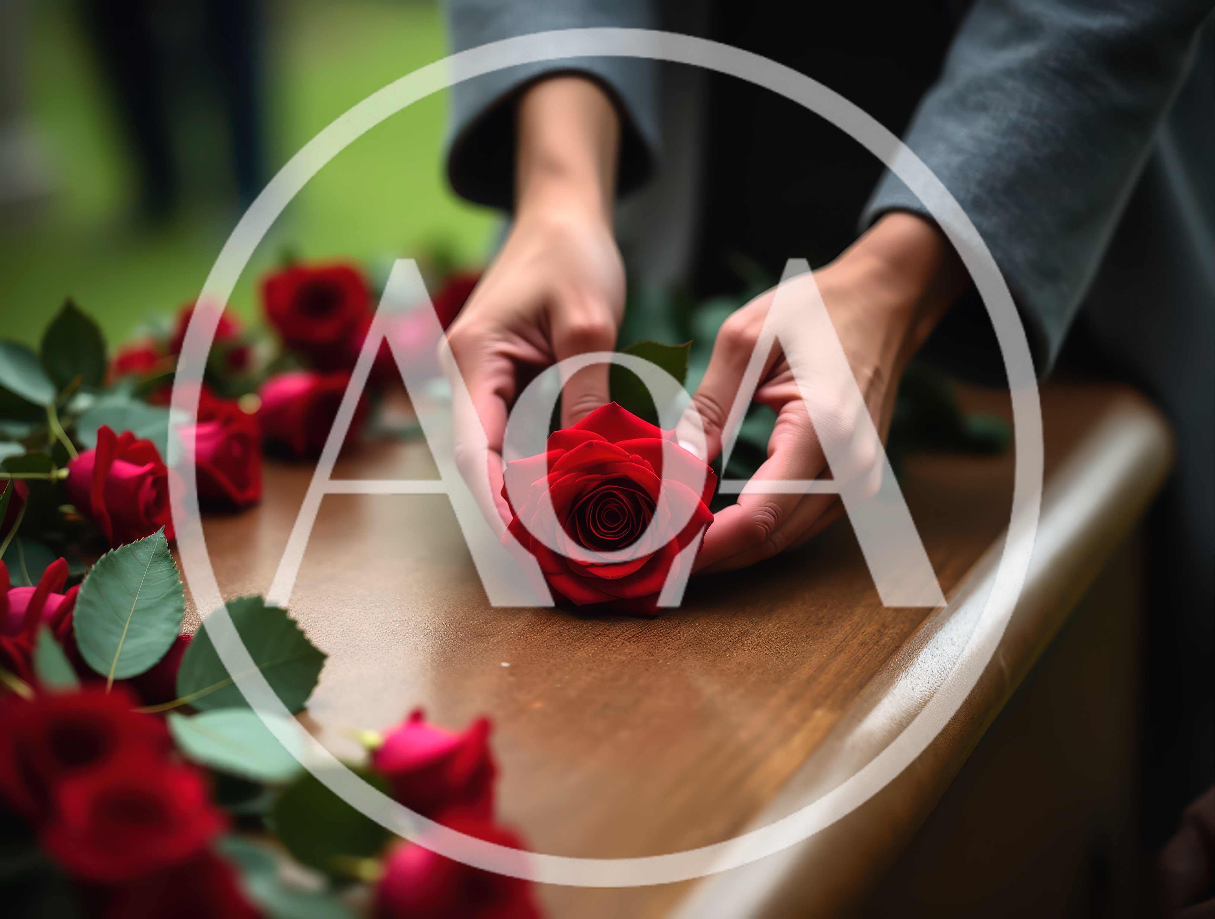 Person Placing A Red Rose On A Casket