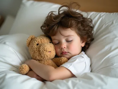 Toddler Sleeping Peacefully With A Teddy Bear