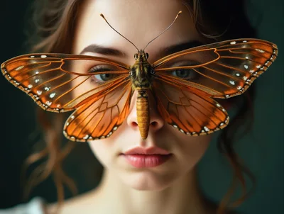 Portrait of a Woman with a Large Butterfly