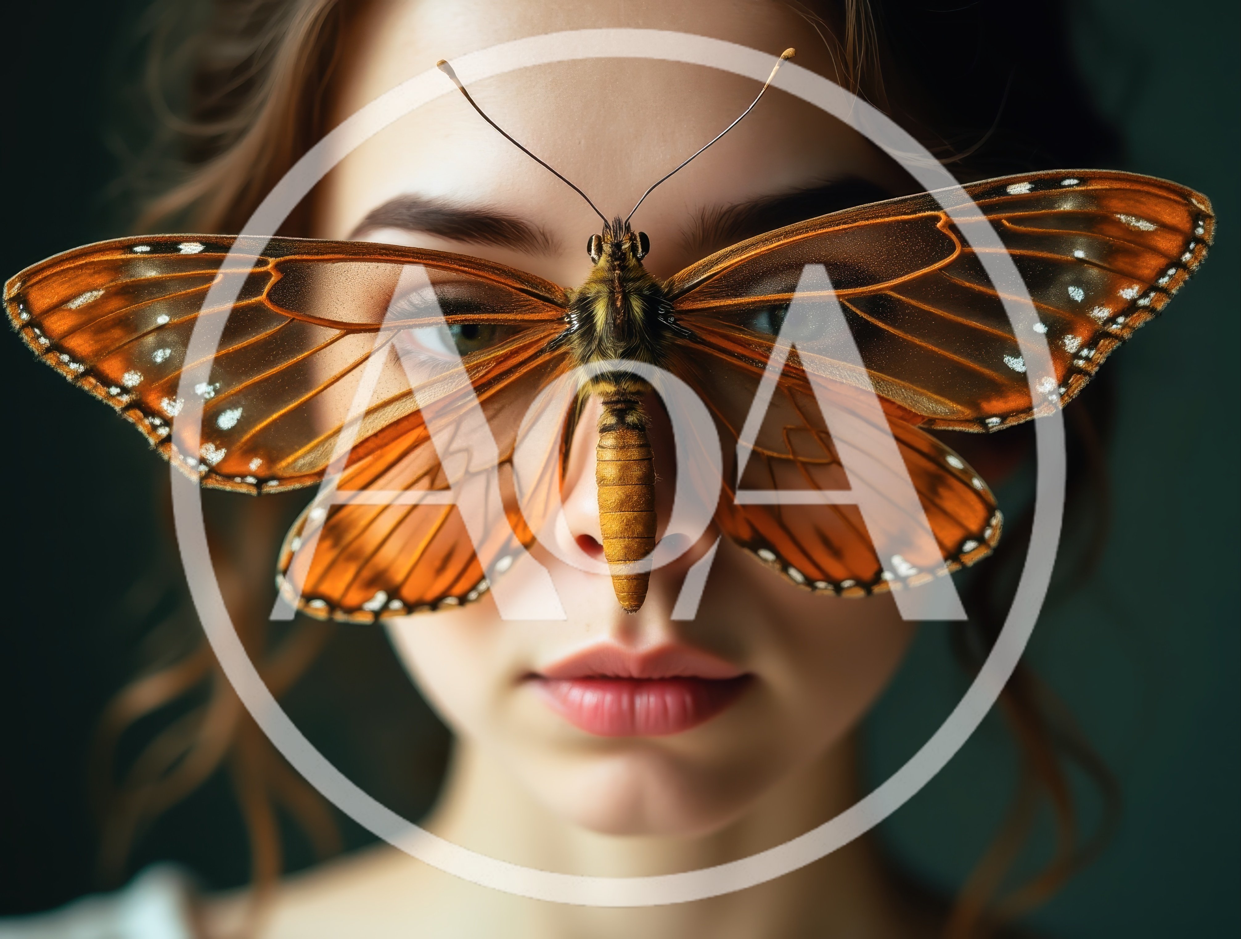 Portrait of a Woman with a Large Butterfly