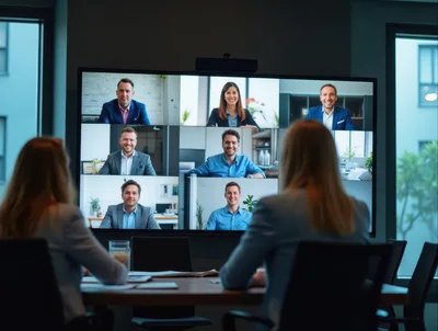 Business Professionals Participating In A Virtual Video Conference