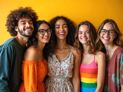 Diverse Group Of Friends Smiling Together
