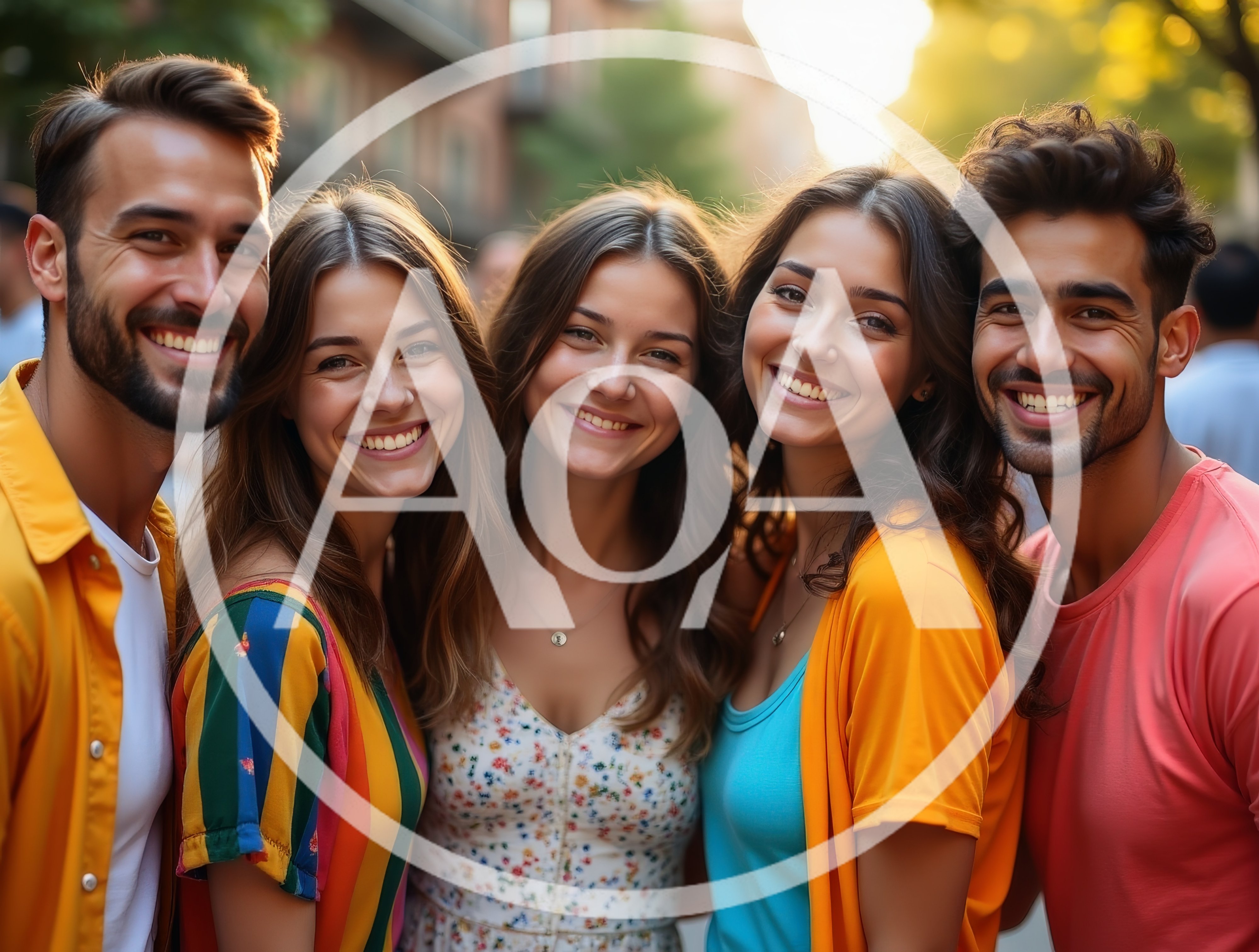 Group Of Happy Young Friends Smiling Outdoors