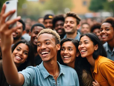 Diverse Group of Friends Taking a Selfie