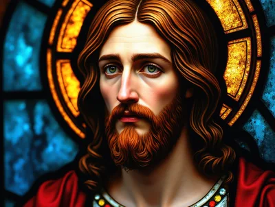 Stained Glass Portrait Of Jesus Christ